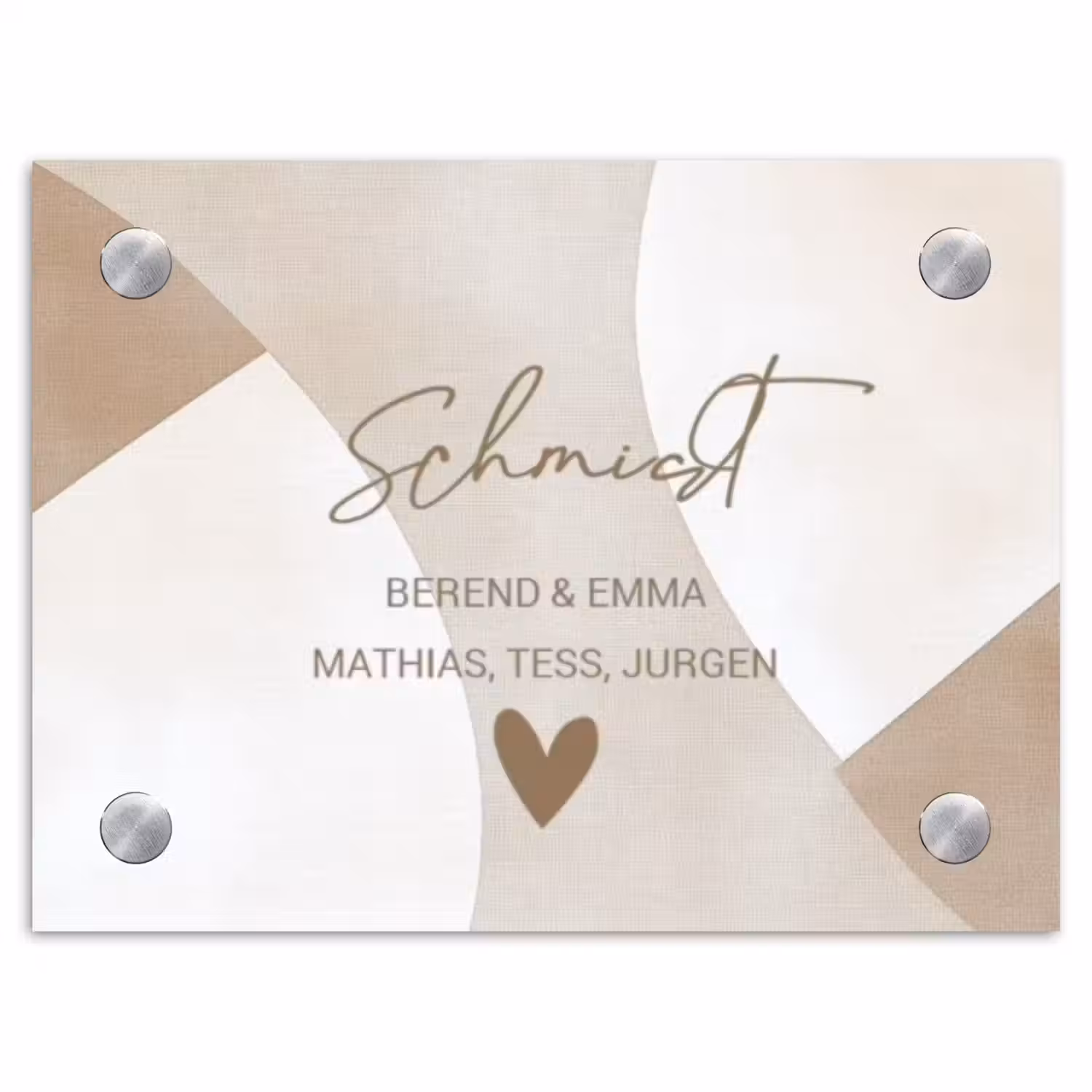 Abstract beige - Sierlijk Naambord Rechthoek middel -3d