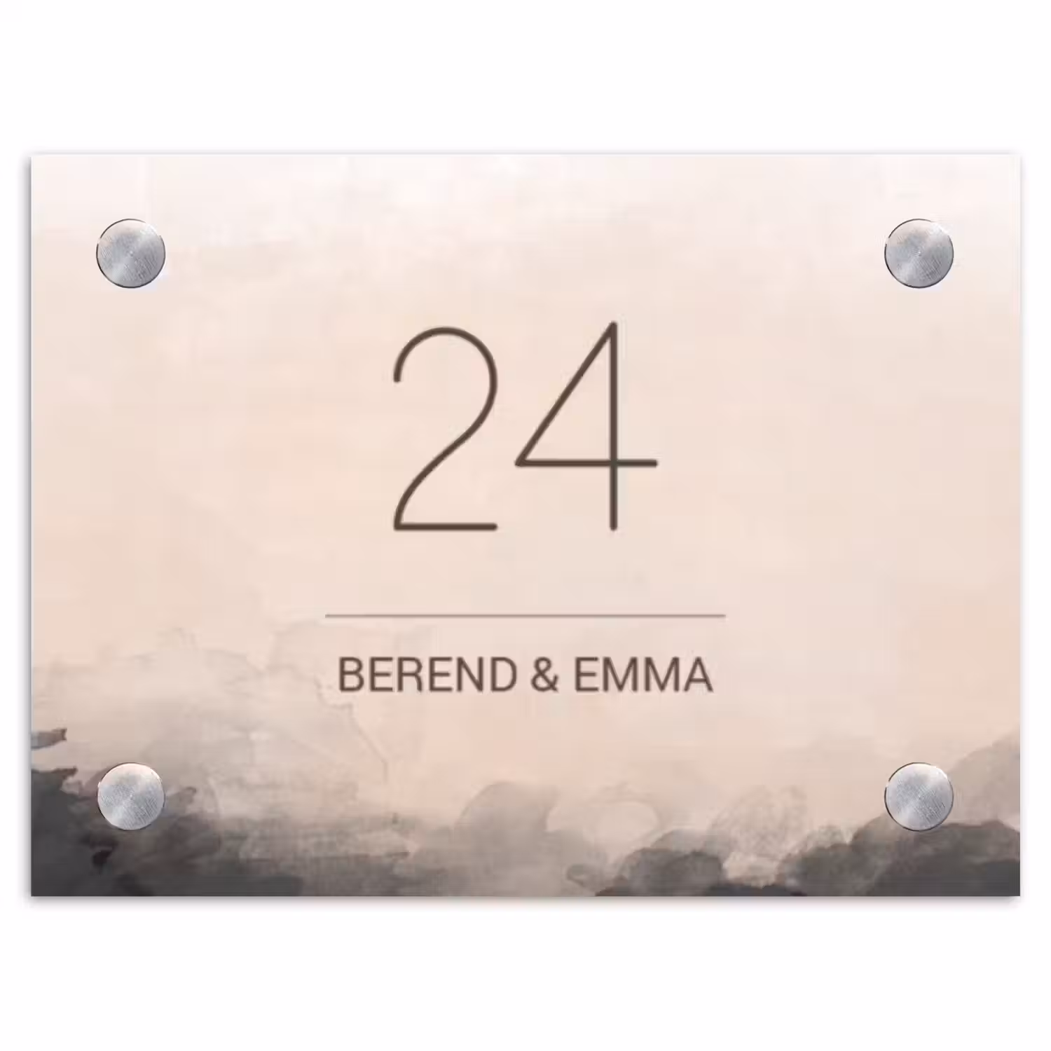 Aquarel - Beige - Klassiek Naambord Rechthoek middel -3d