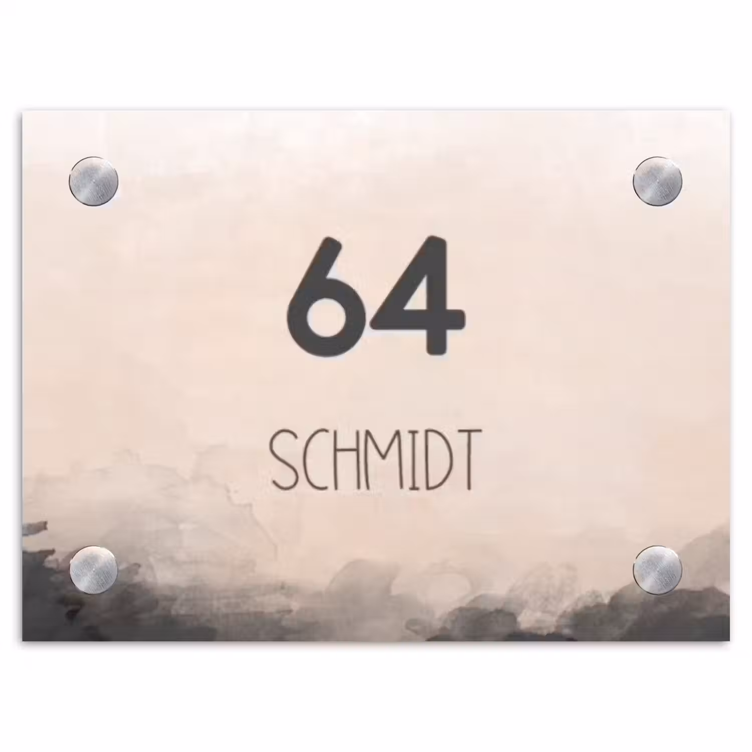 Aquarel - Beige - Modern Naambord Rechthoek middel -3d