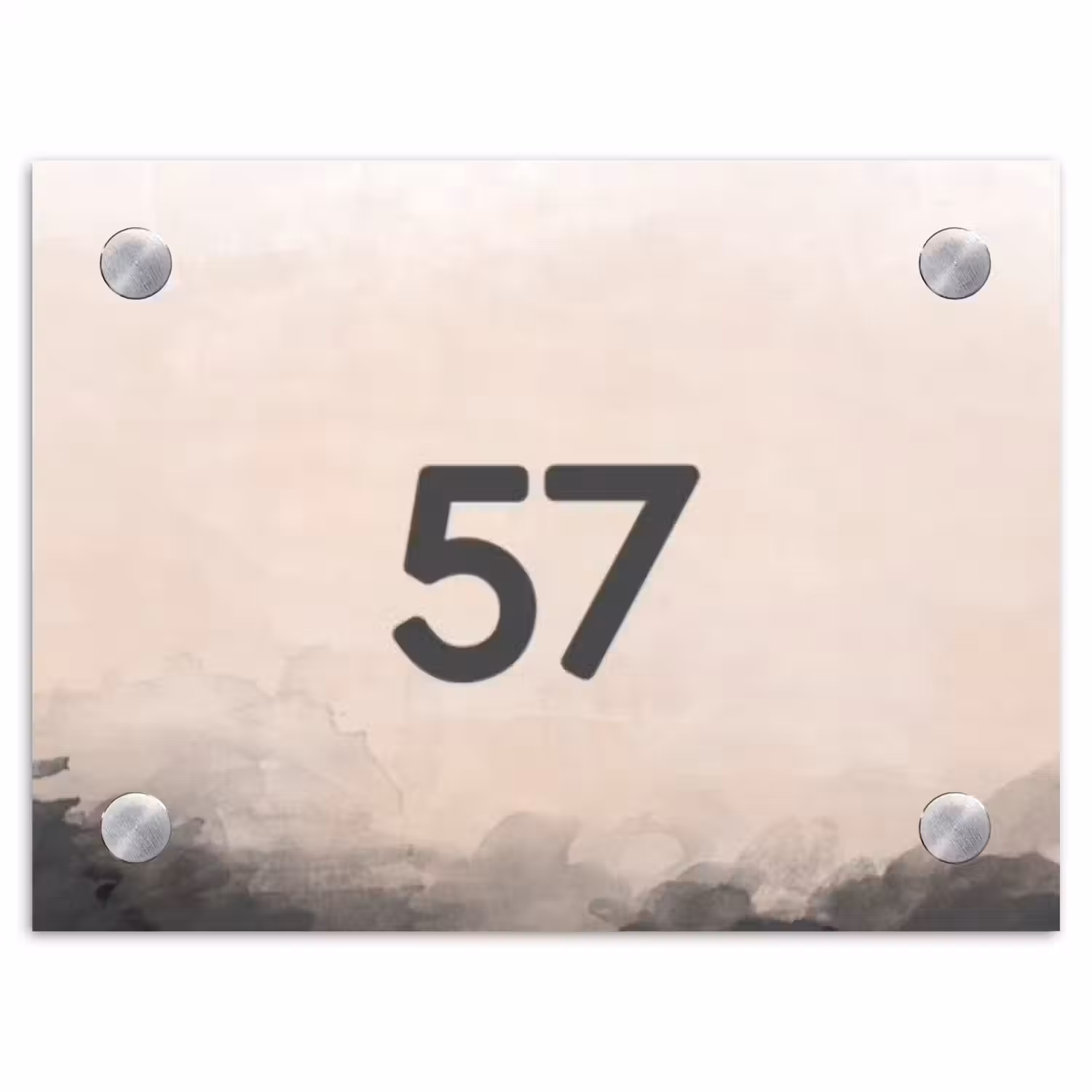Aquarel - Beige - Traditioneel Naambord Rechthoek middel -3d