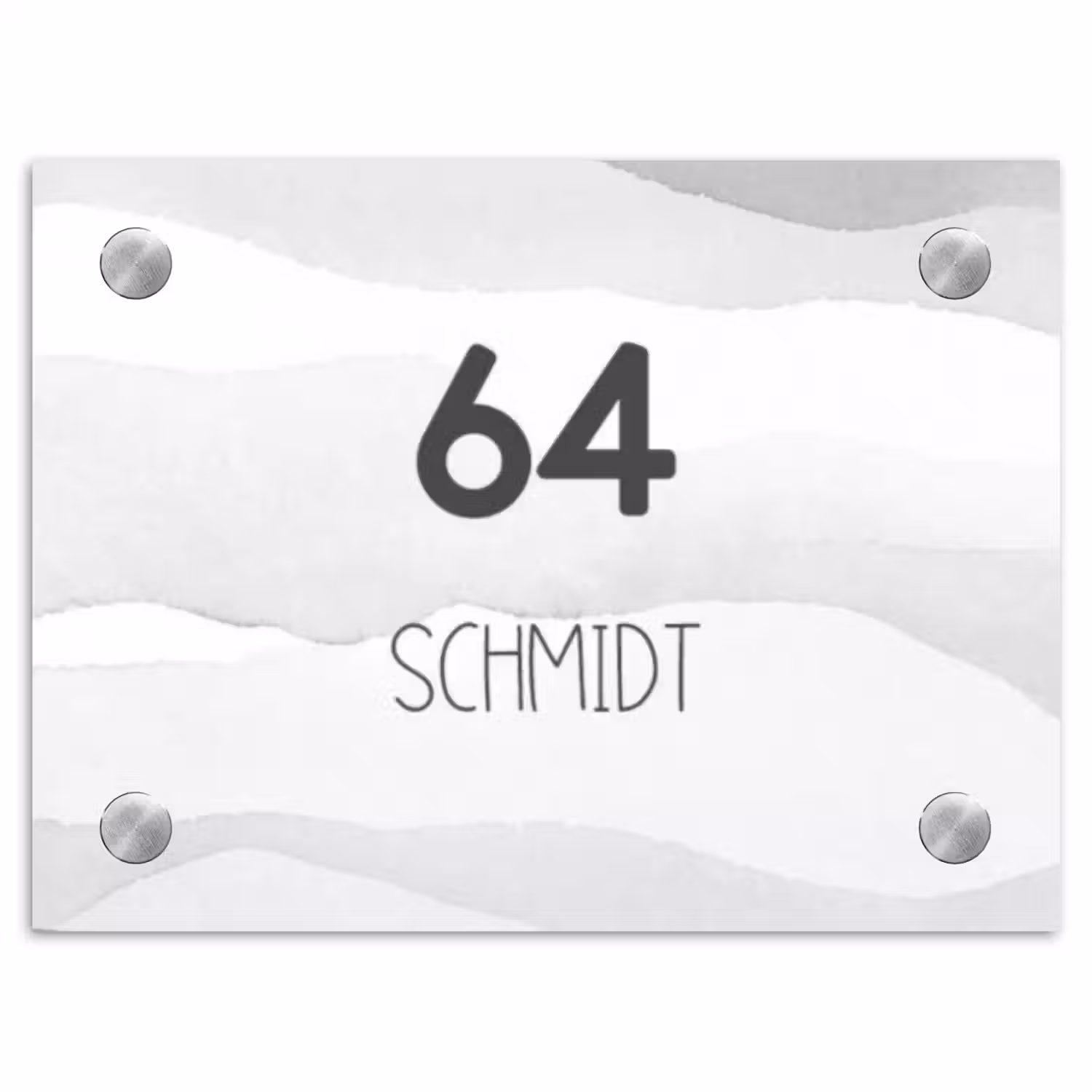 Aquarel - Grijs - Modern Naambord Rechthoek middel -3d