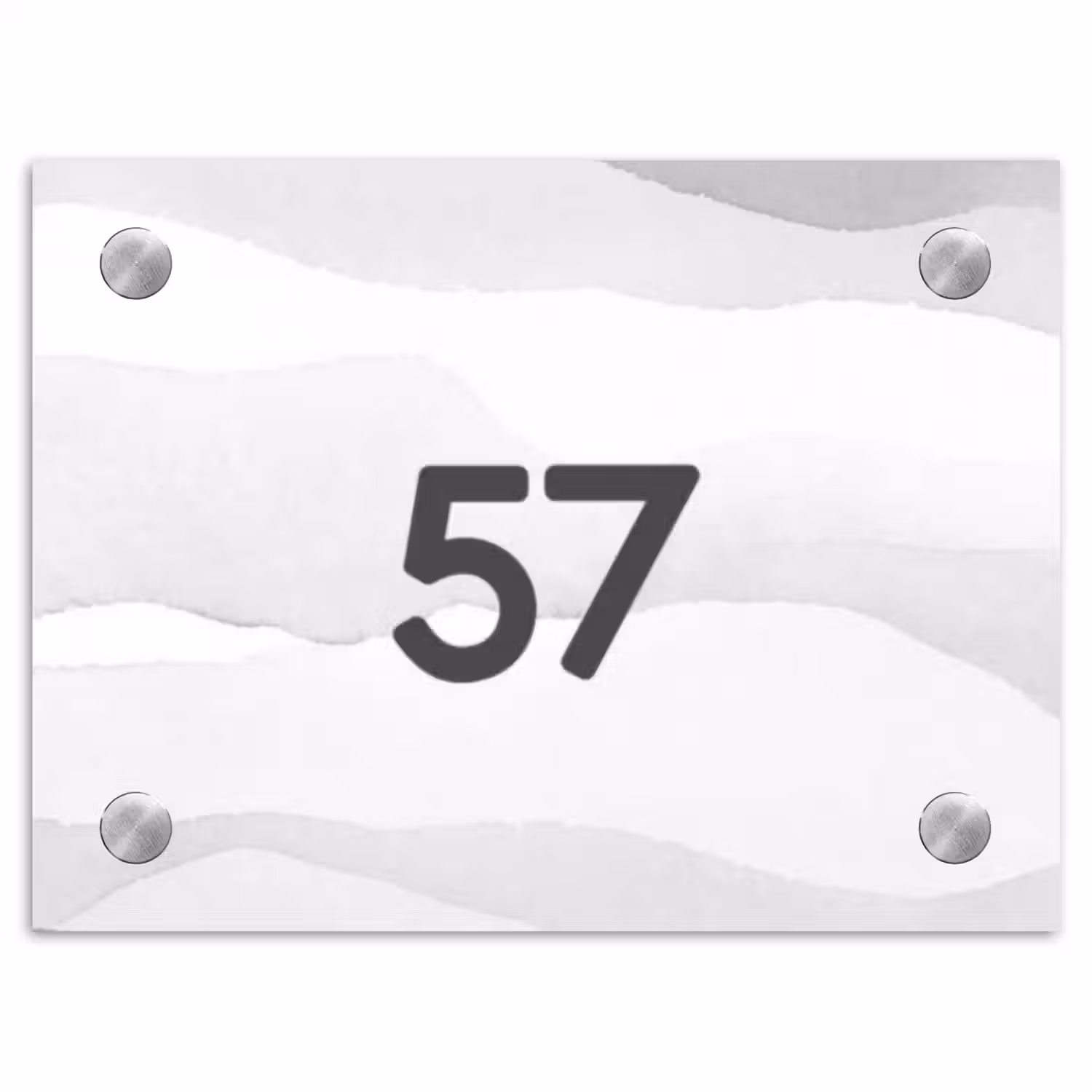 Aquarel - Grijs - Traditioneel Naambord Rechthoek middel -3d