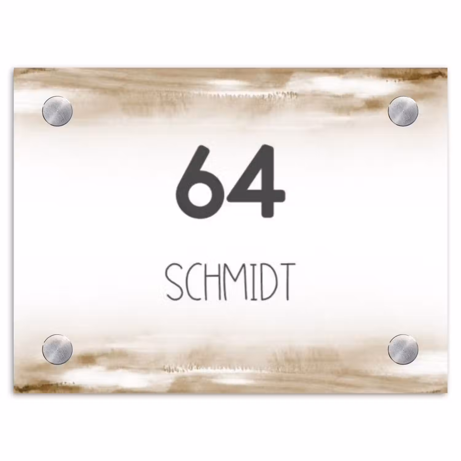 Aquarelachtergrond - Bruin - Modern Naambord Rechthoek middel -3d