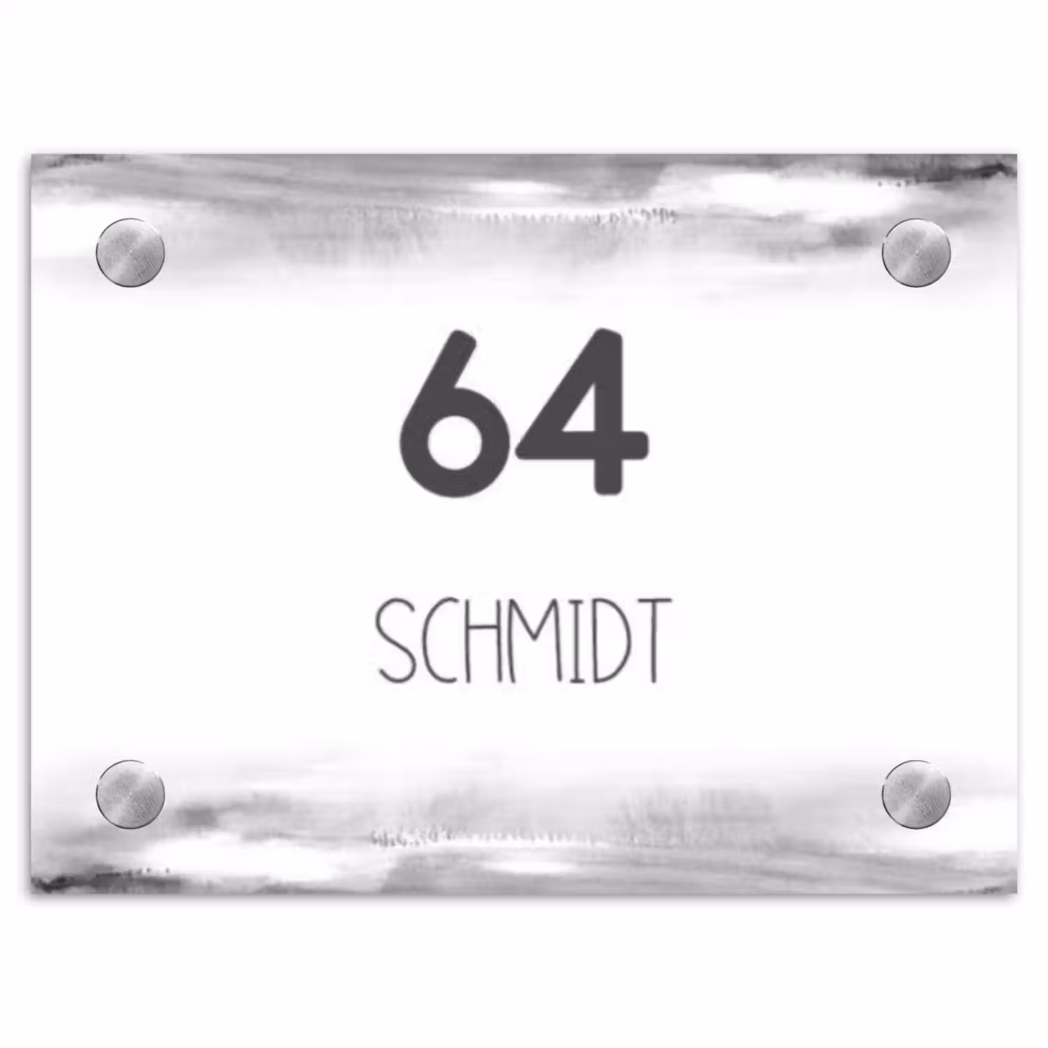 Aquarel - Zwart wit - Modern Naambord Rechthoek middel -3d