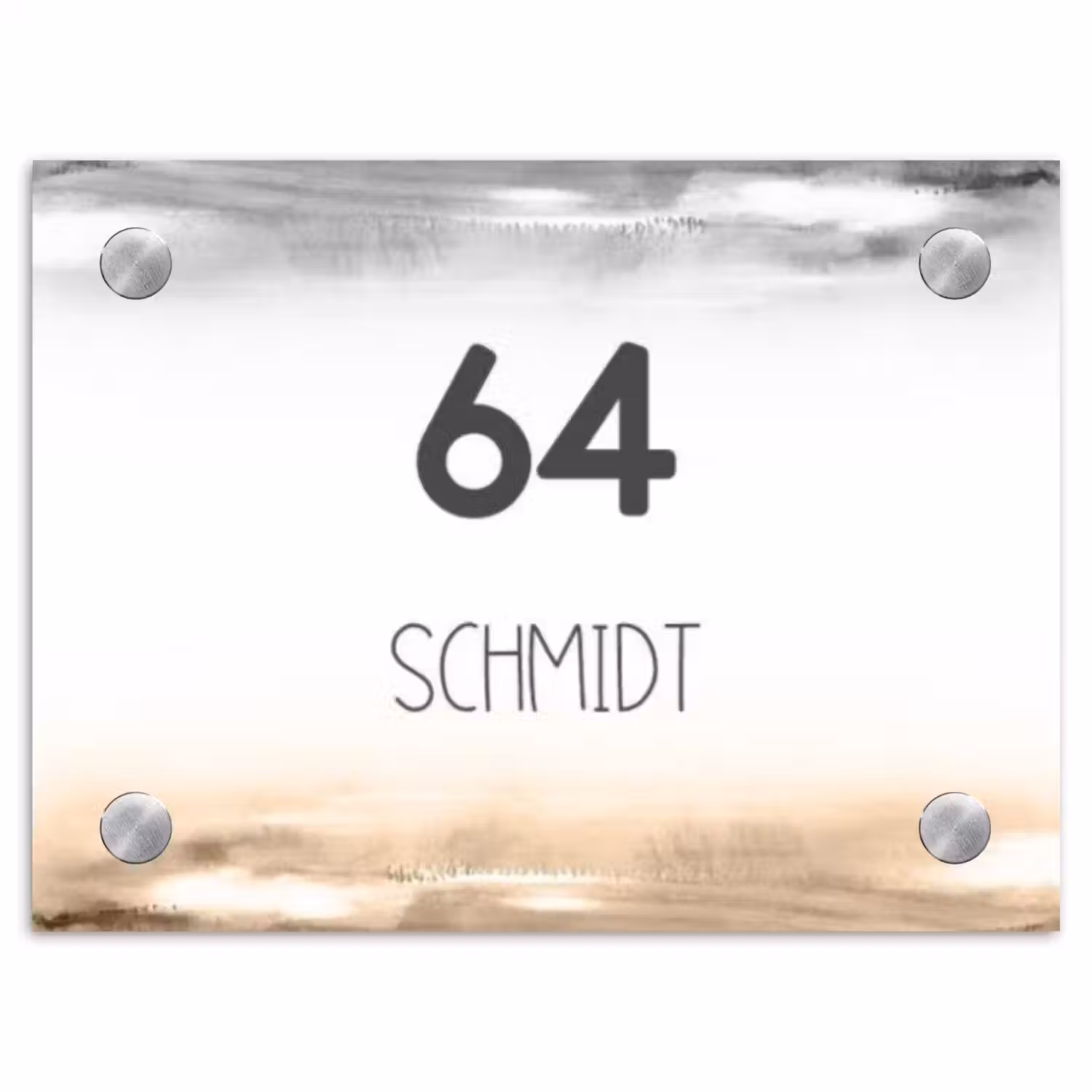Aquarelachtergrond - Zwart beige - Modern Naambord Rechthoek middel -3d