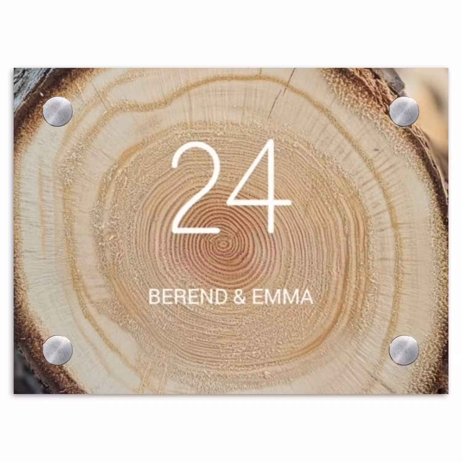 Boomschijf - Klassiek Naambord Rechthoek middel -3d