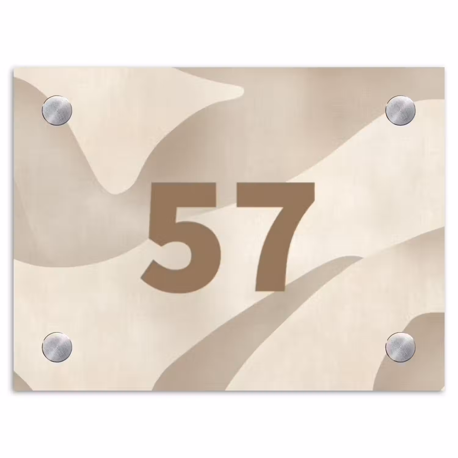 Beige organisch - Traditioneel Naambord Rechthoek middel -3d