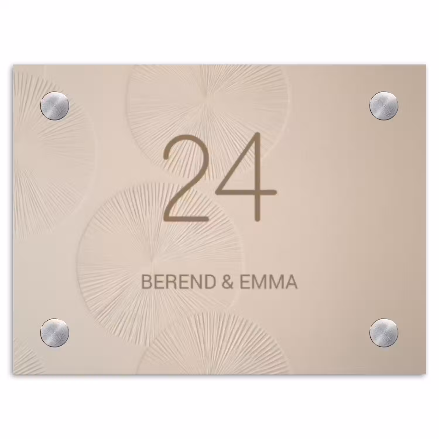 Beige reliëf lijnen - Klassiek Naambord Rechthoek middel -3d
