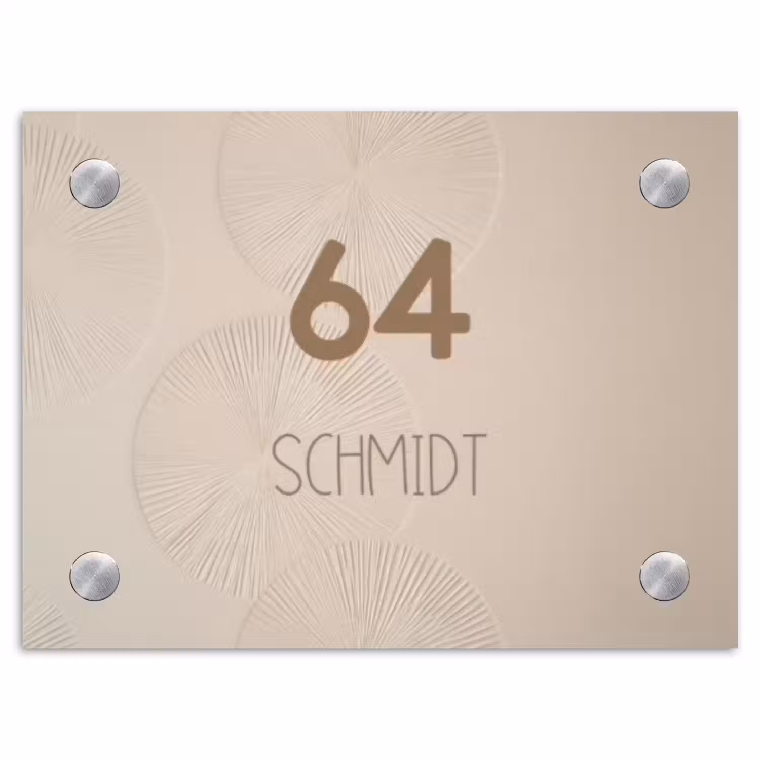 Beige reliëf lijnen - Modern Naambord Rechthoek middel -3d