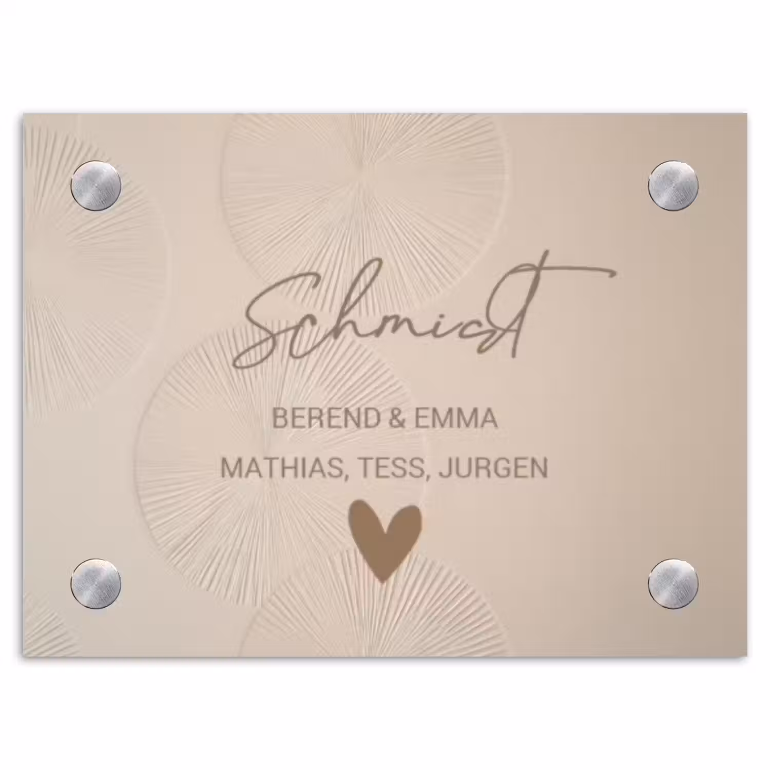 Beige reliëf lijnen - Sierlijk Naambord Rechthoek middel -3d