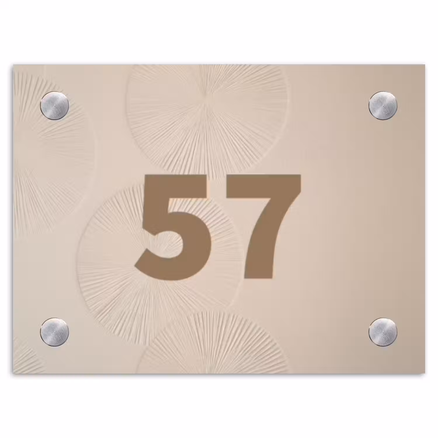 Beige reliëf lijnen - Traditioneel Naambord Rechthoek middel -3d