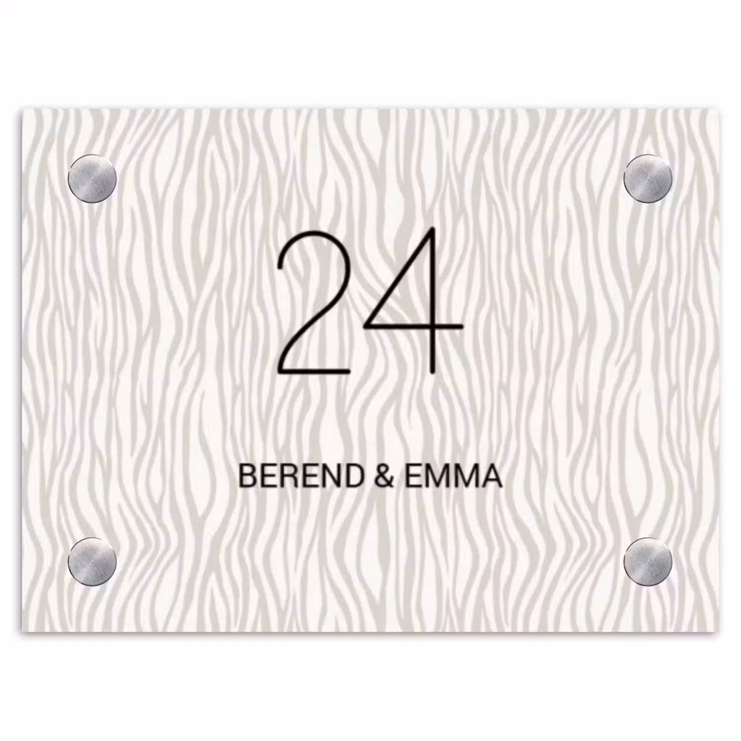 Beige golvende strepen - Klassiek Naambord Rechthoek middel -3d