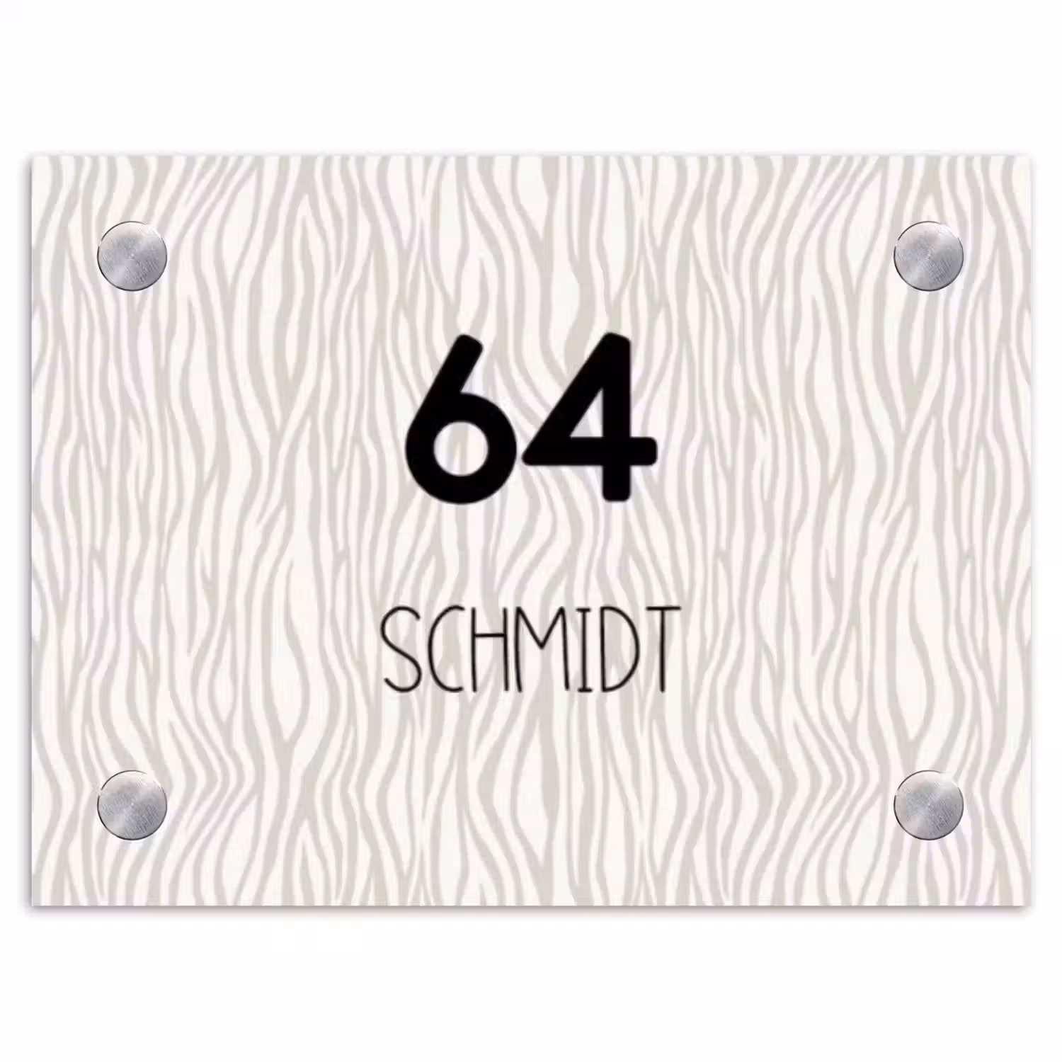 Beige golvende strepen - Modern Naambord Rechthoek middel -3d