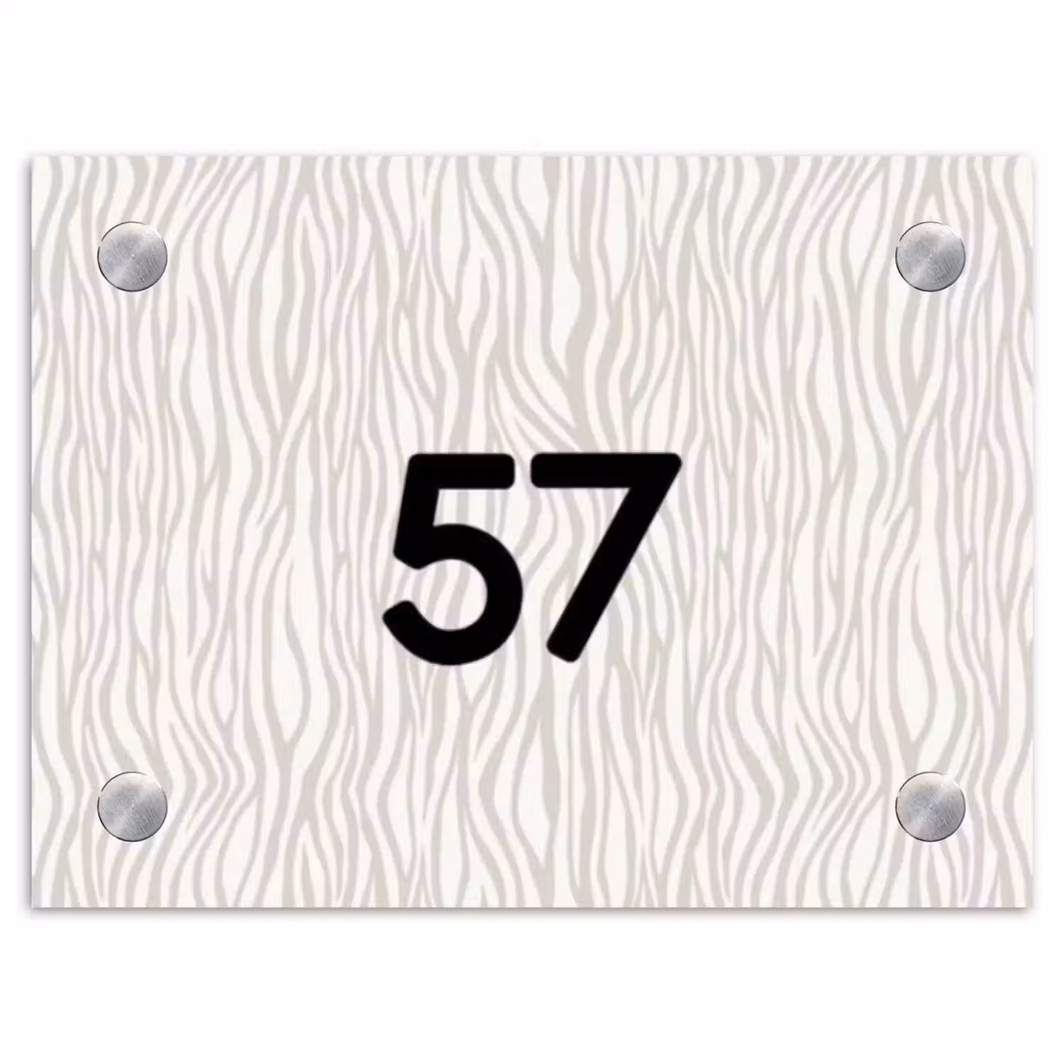 Beige golvende strepen - Traditioneel Naambord Rechthoek middel -3d