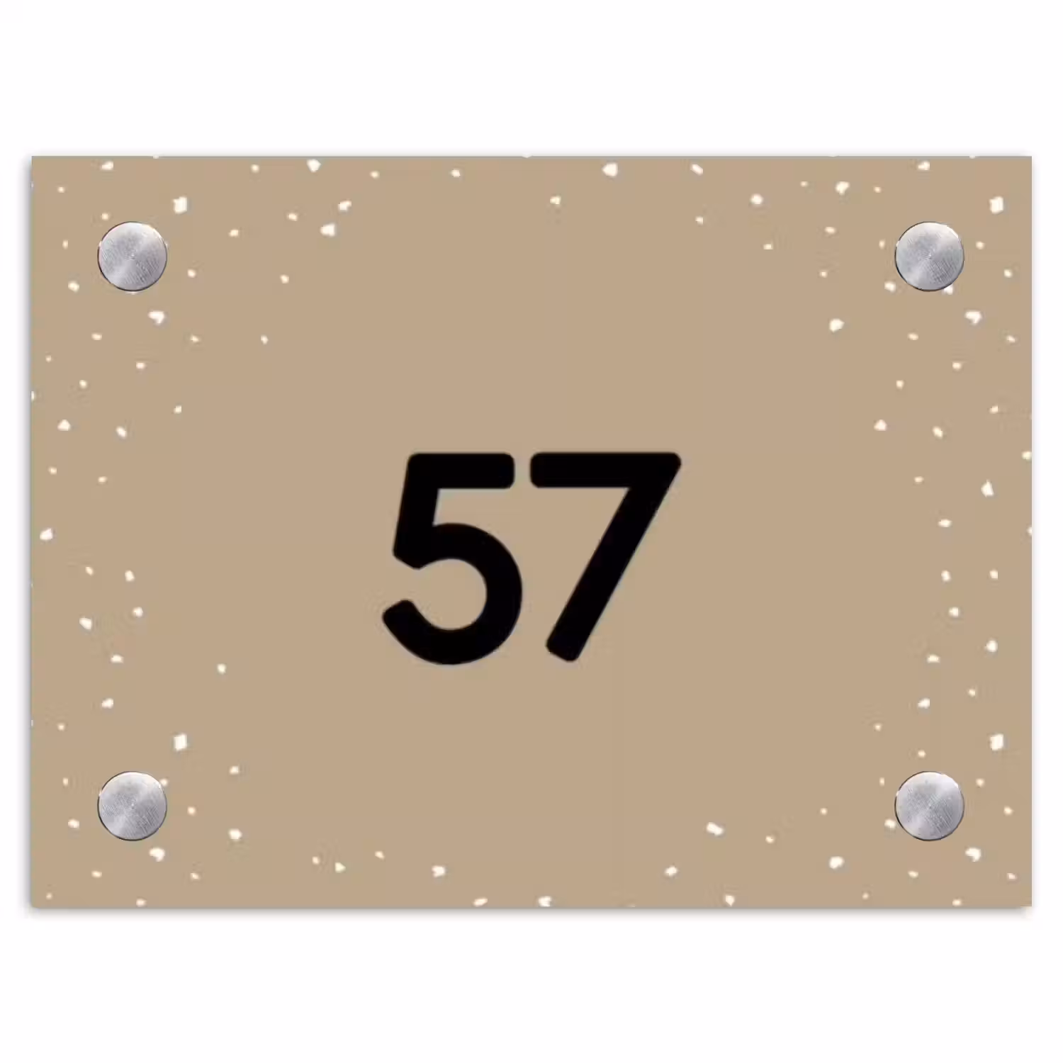 Beige met stippen - Traditioneel Naambord Rechthoek middel -3d