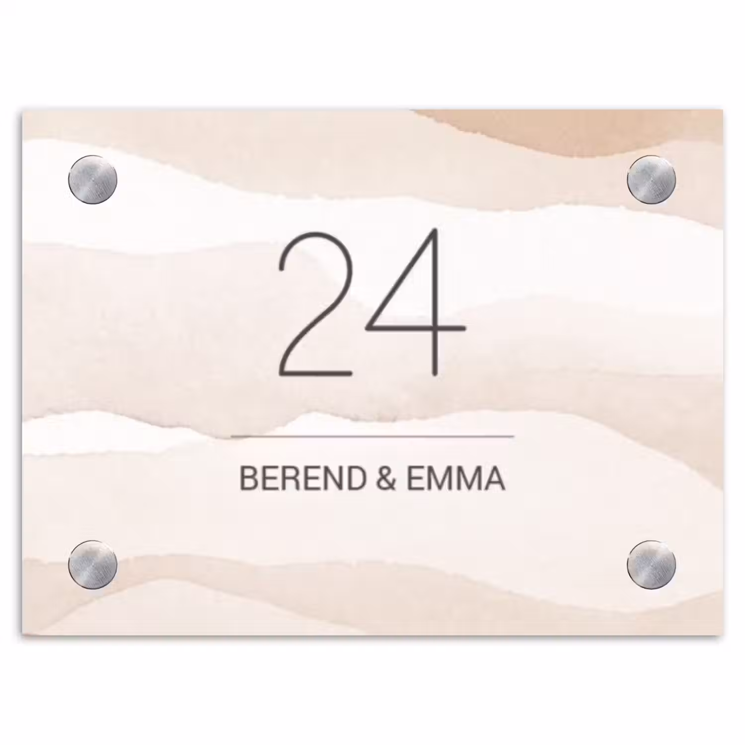 Beige lagen - Klassiek Naambord Rechthoek middel -3d