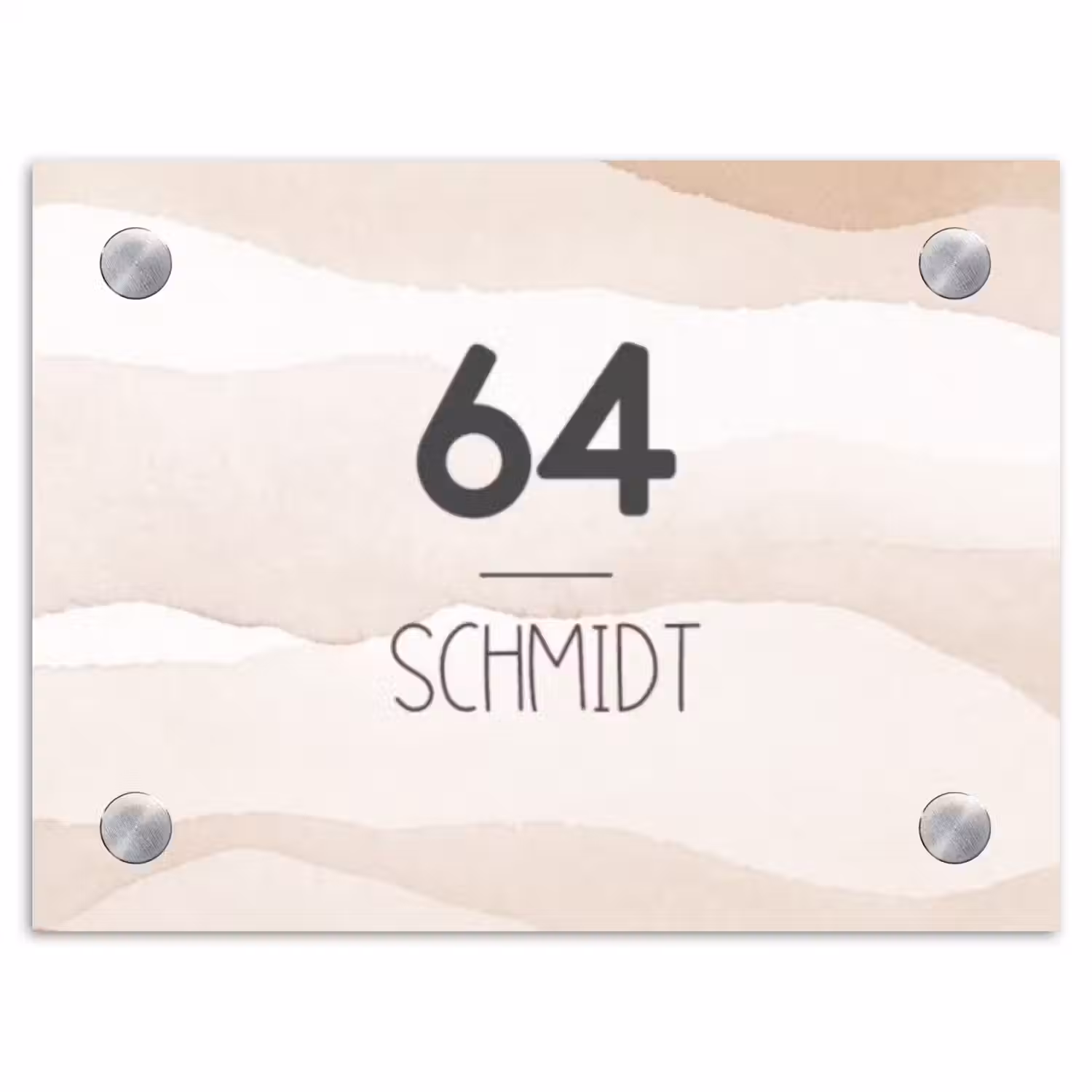 Beige lagen - Modern Naambord Rechthoek middel -3d