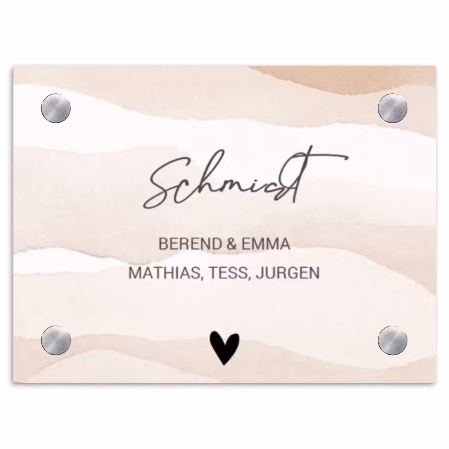 Beige lagen - Sierlijk Naambord Rechthoek middel -3d