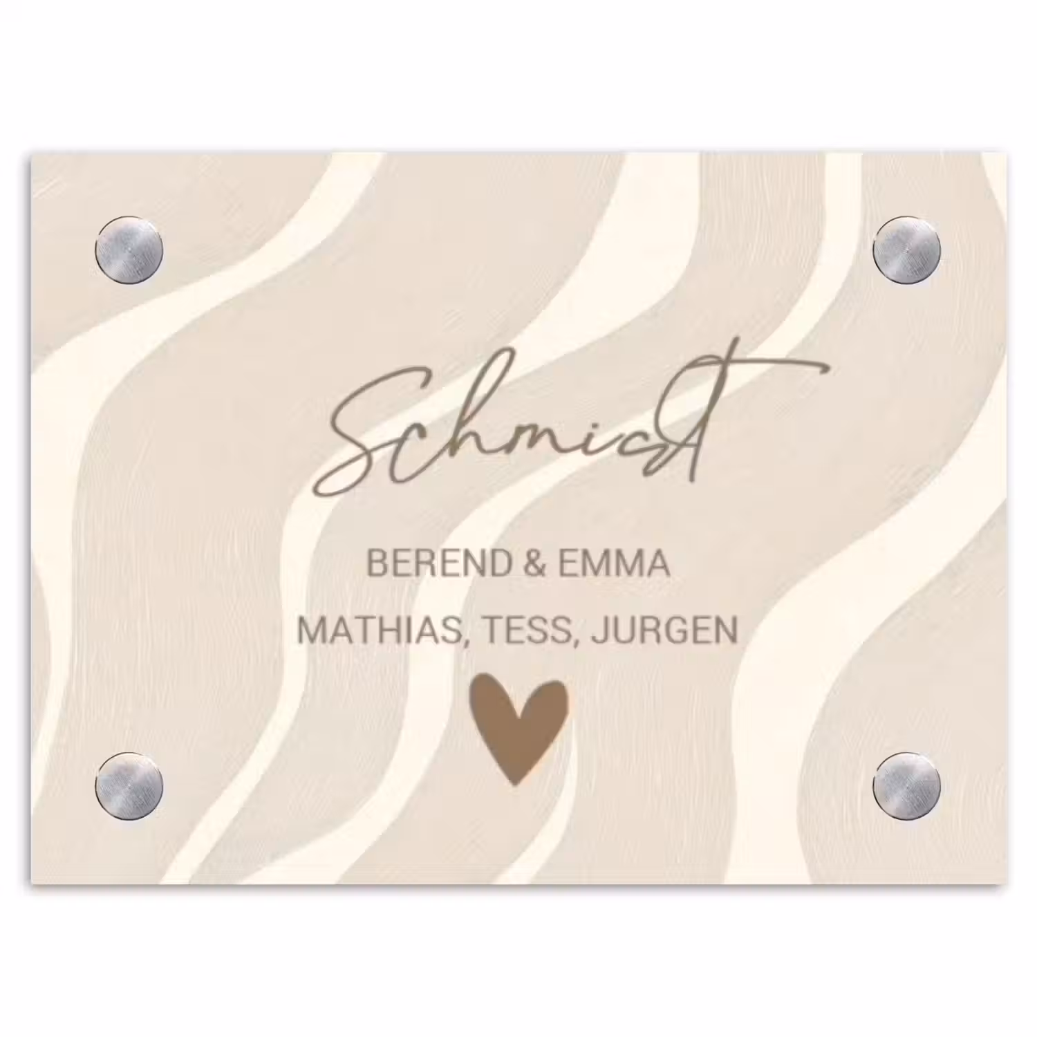 Beige golven - Sierlijk Naambord Rechthoek middel -3d