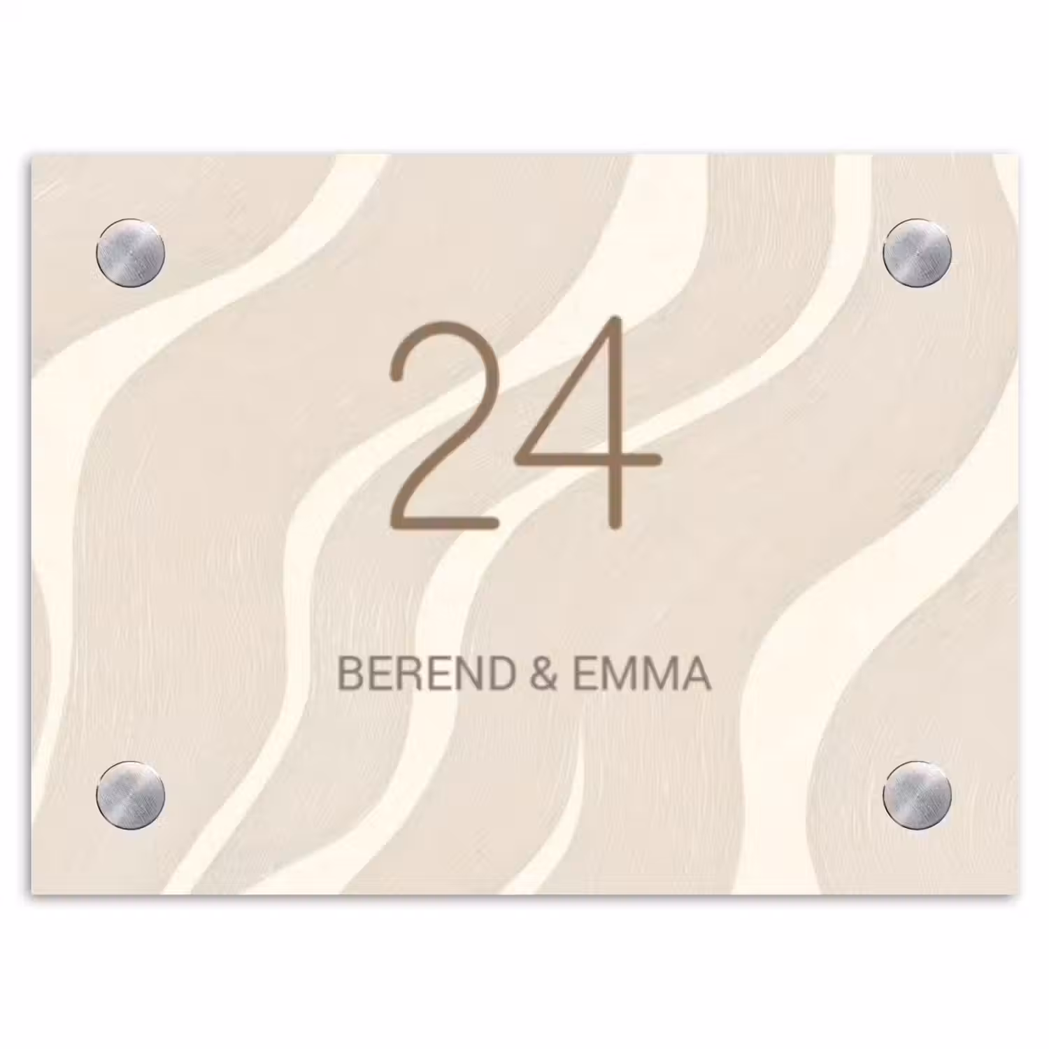 Beige golven - Klassiek Naambord Rechthoek middel -3d