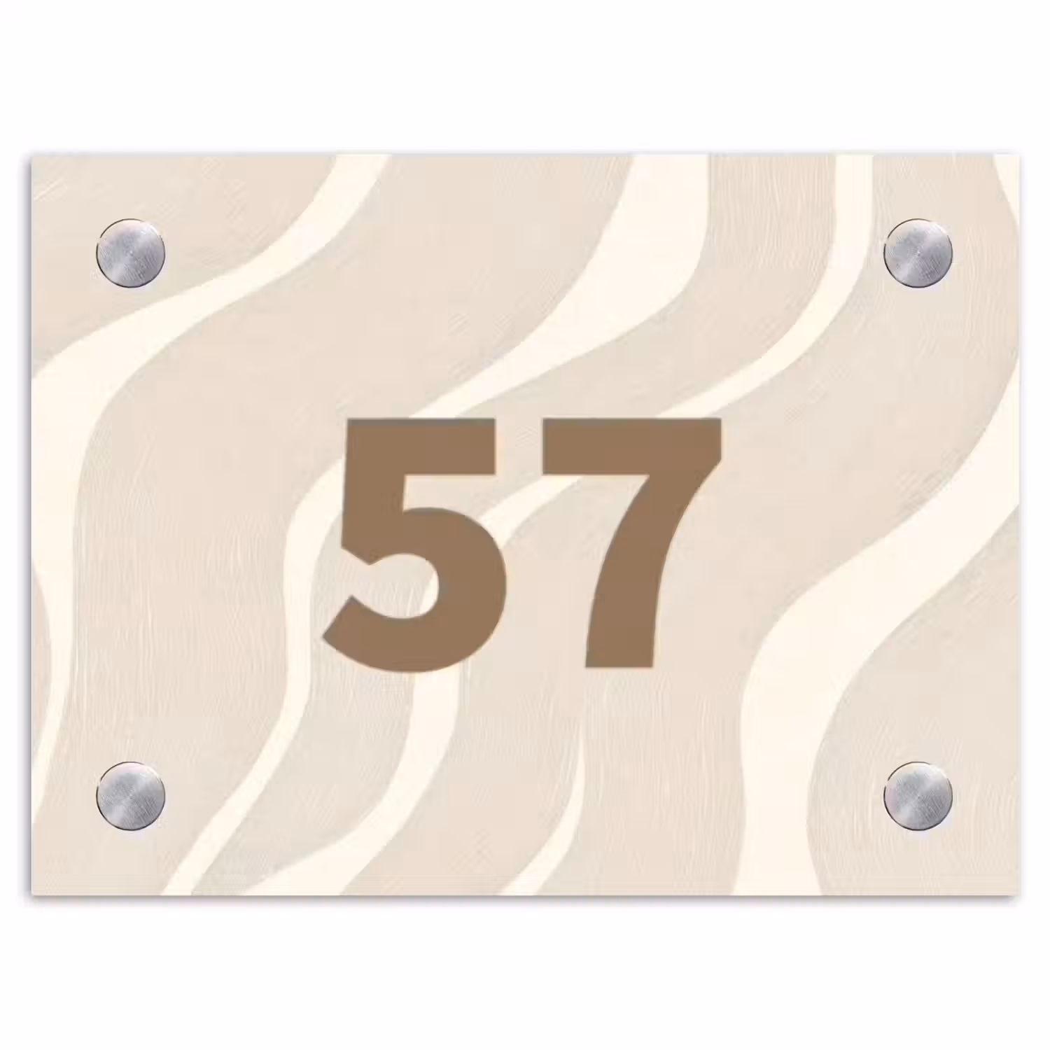 Beige golven - Traditioneel Naambord Rechthoek middel -3d
