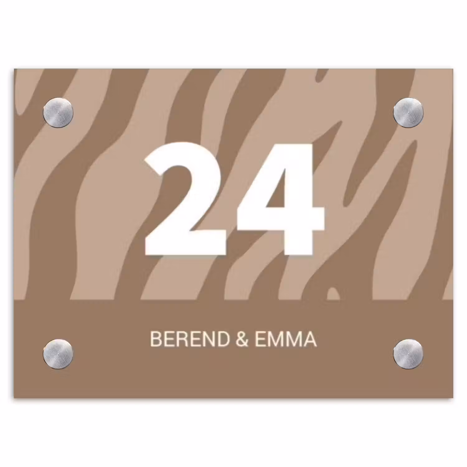 Beige zebra - Klassiek Naambord Rechthoek middel -3d