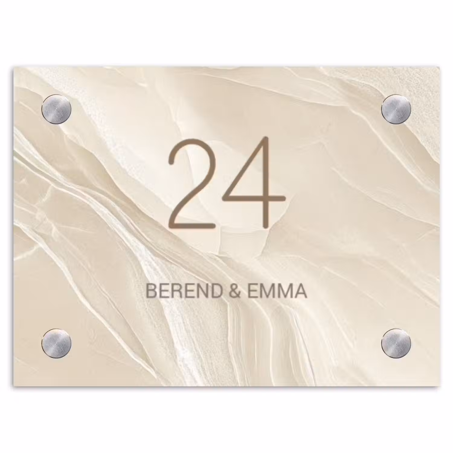Beige marmer - Klassiek Naambord Rechthoek middel -3d