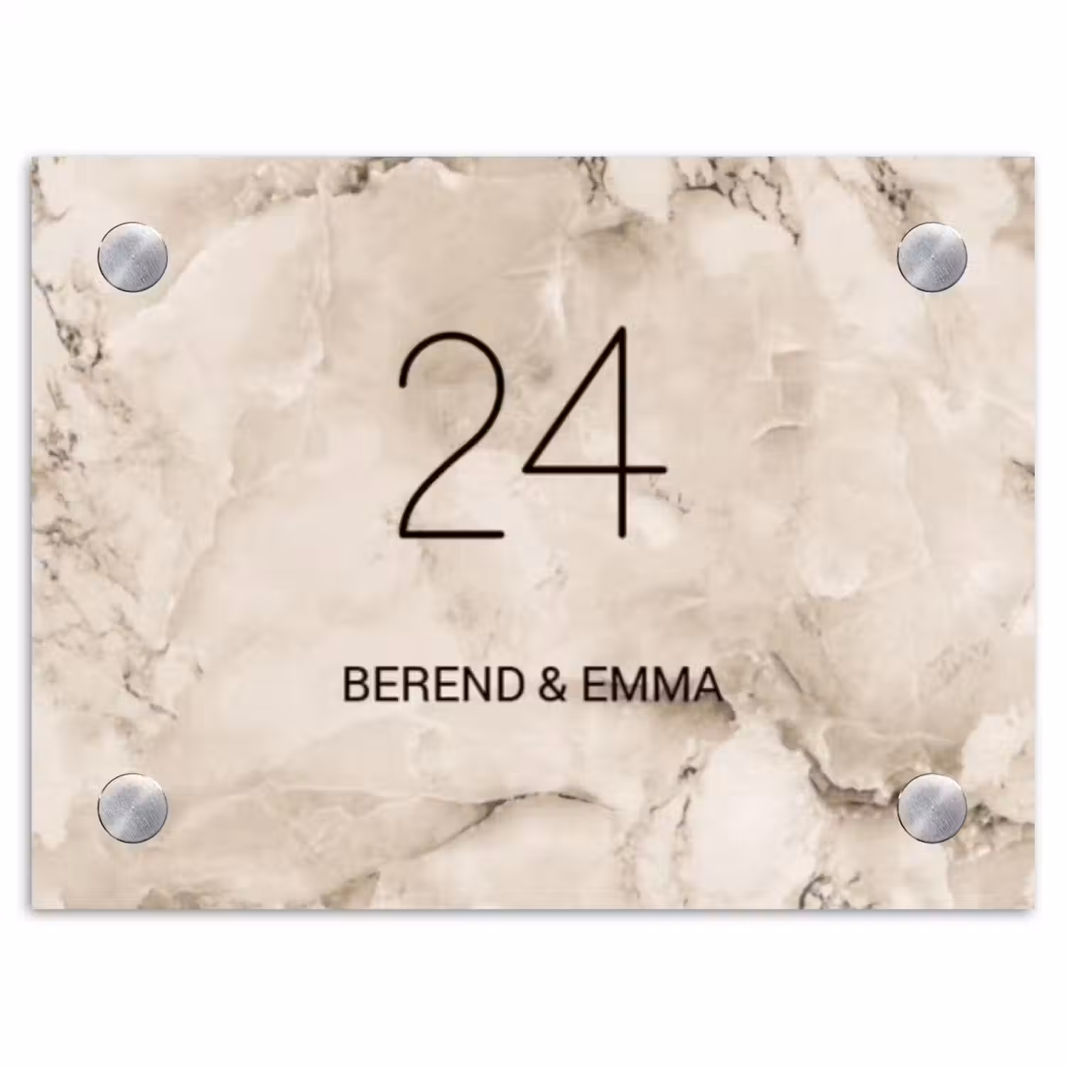 Beige marmer - Klassiek Naambord Rechthoek middel -3d