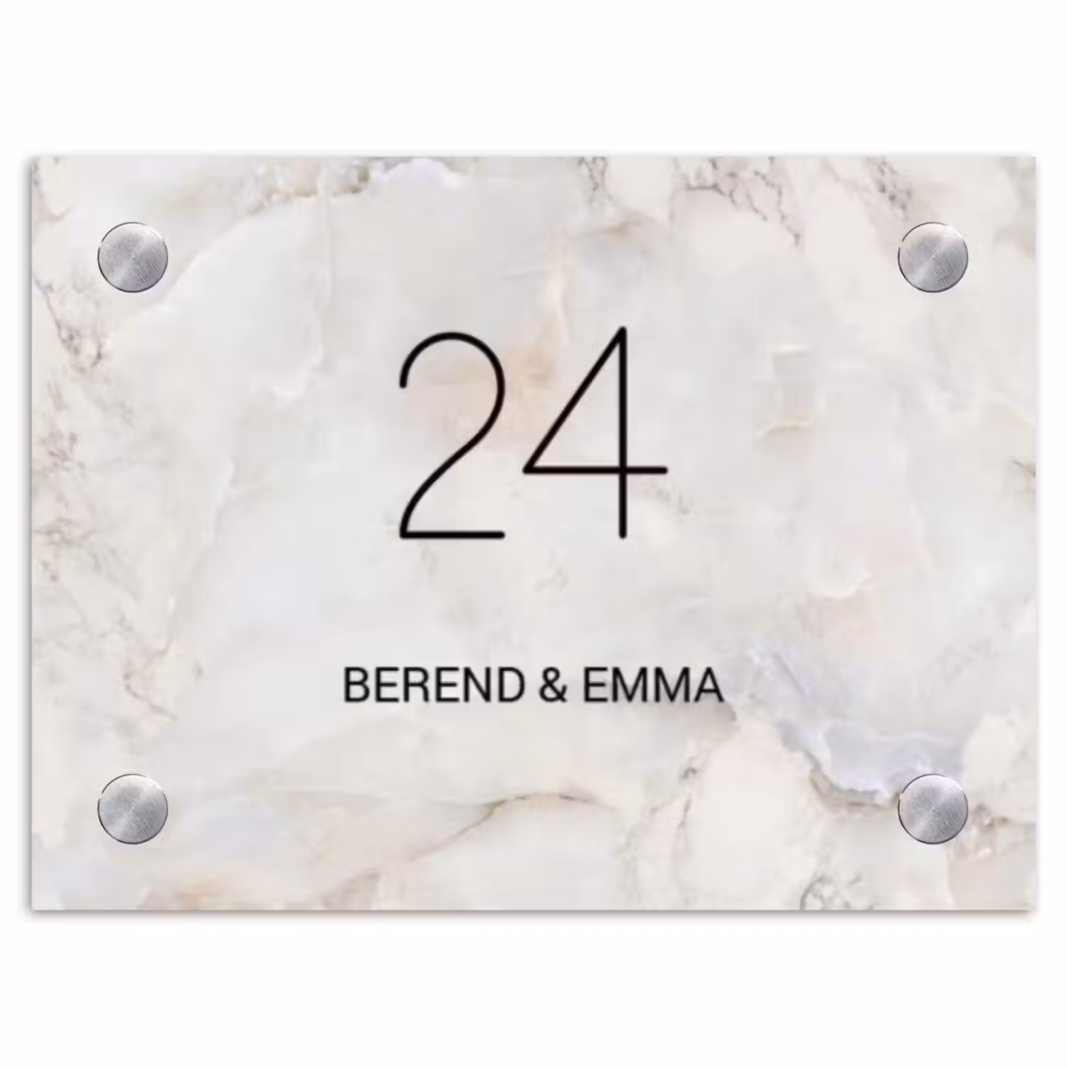 Beige marmer - Klassiek Naambord Rechthoek middel -3d