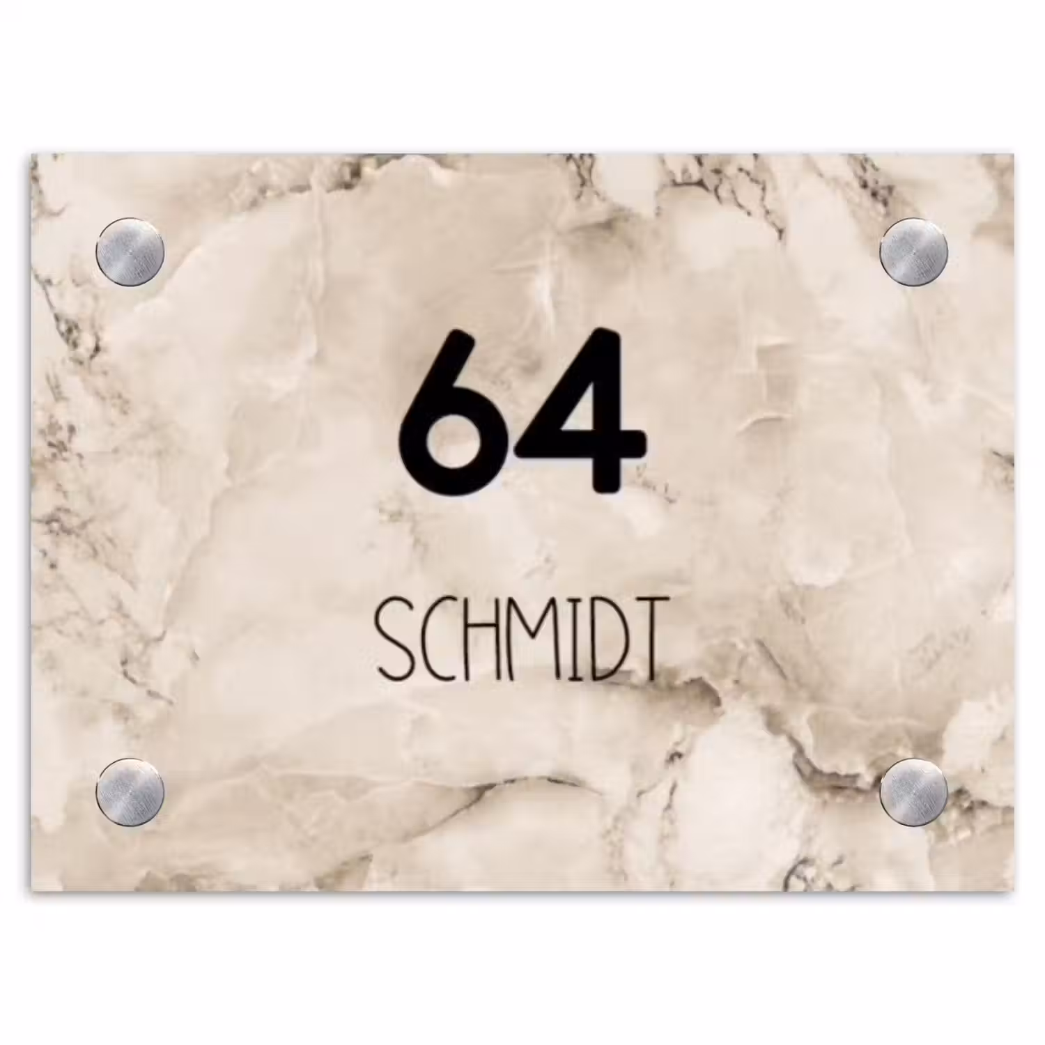 Beige marmer - Modern Naambord Rechthoek middel -3d