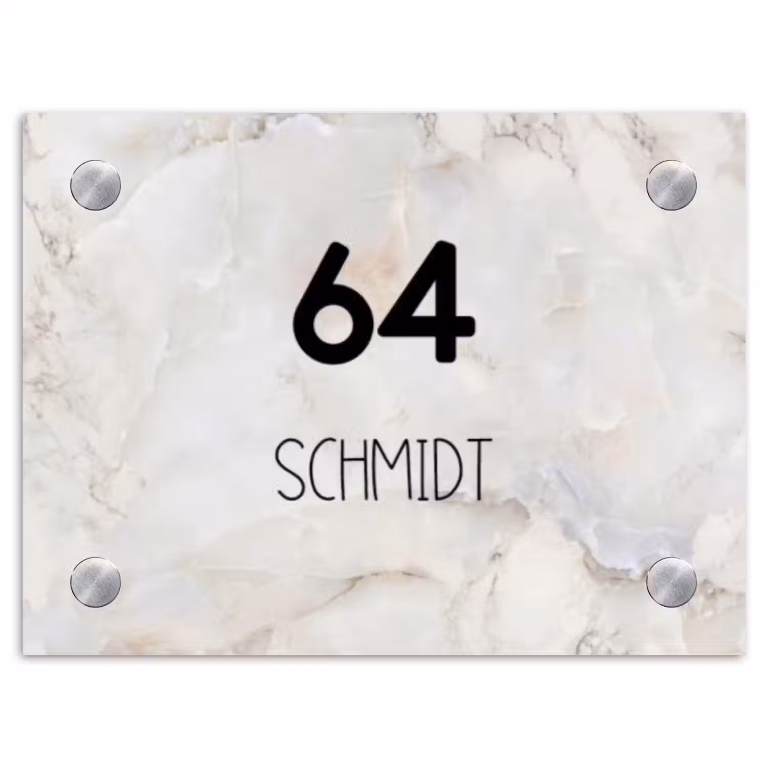 Beige marmer - Modern Naambord Rechthoek middel -3d