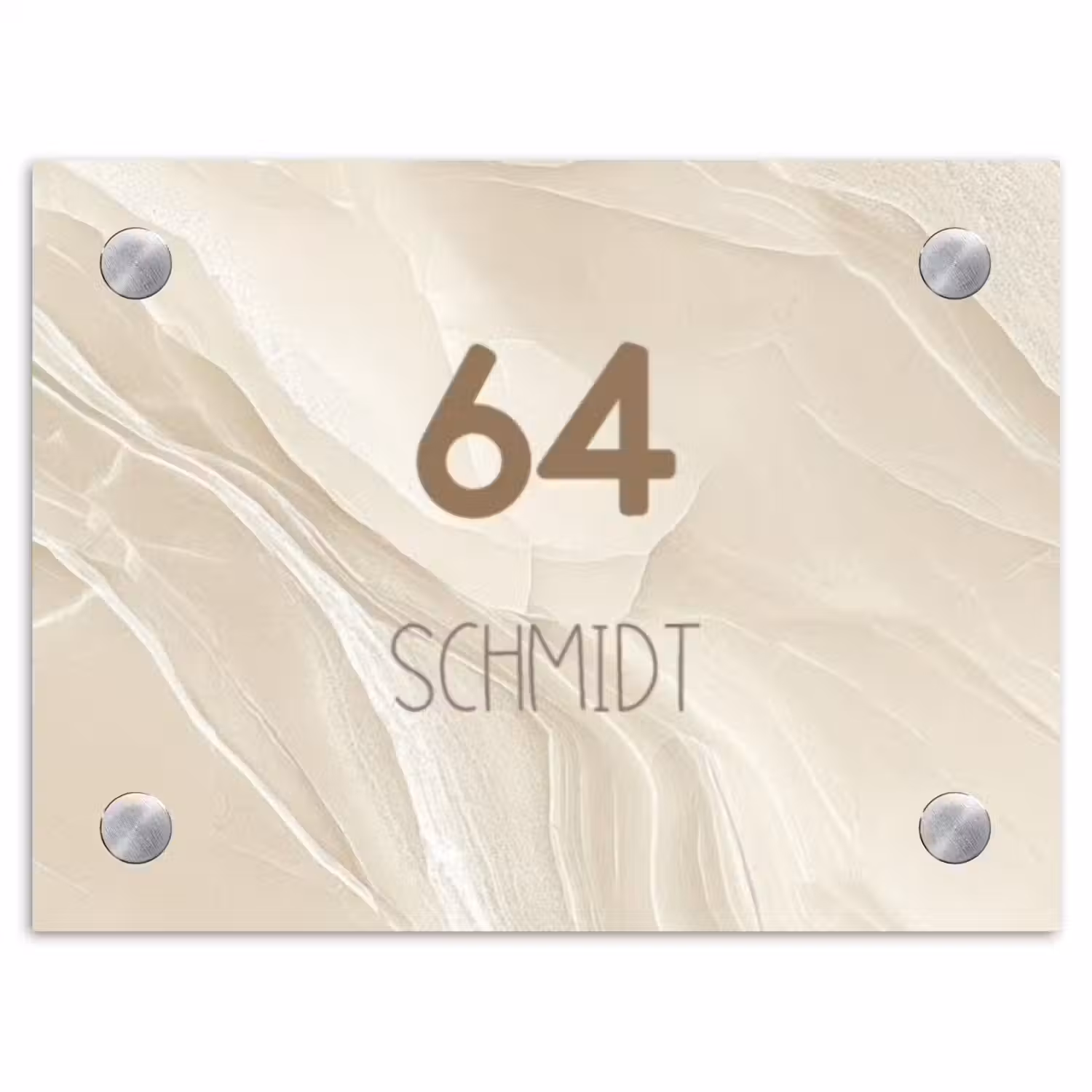 Beige marmer - Modern Naambord Rechthoek middel -3d