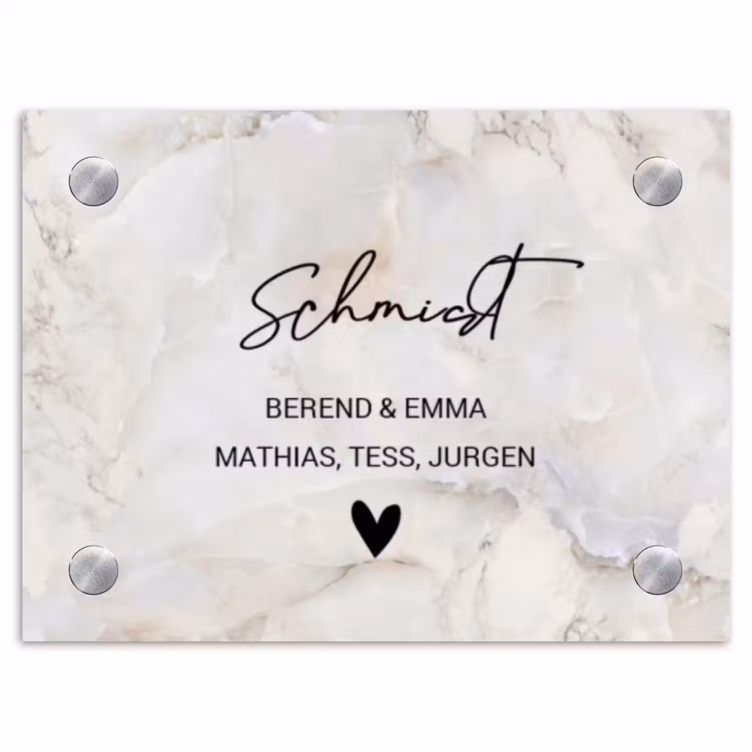Beige marmer - Sierlijk Naambord Rechthoek middel -3d