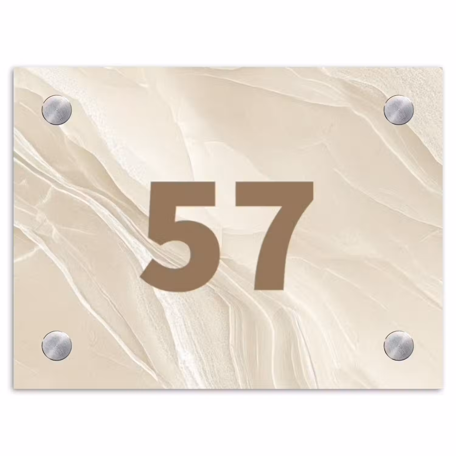 Beige marmer - Traditioneel Naambord Rechthoek middel -3d
