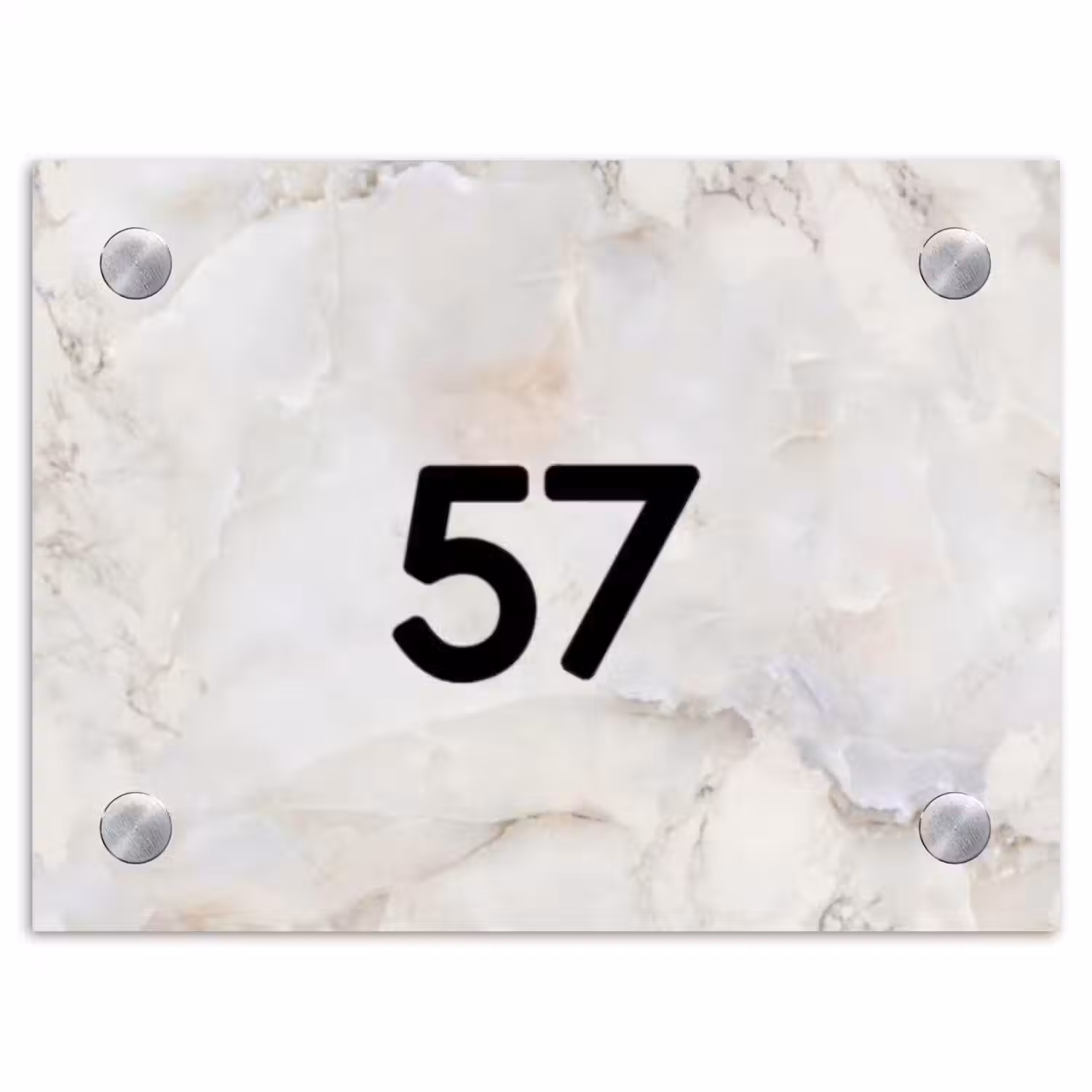 Beige marmer - Traditioneel Naambord Rechthoek middel -3d