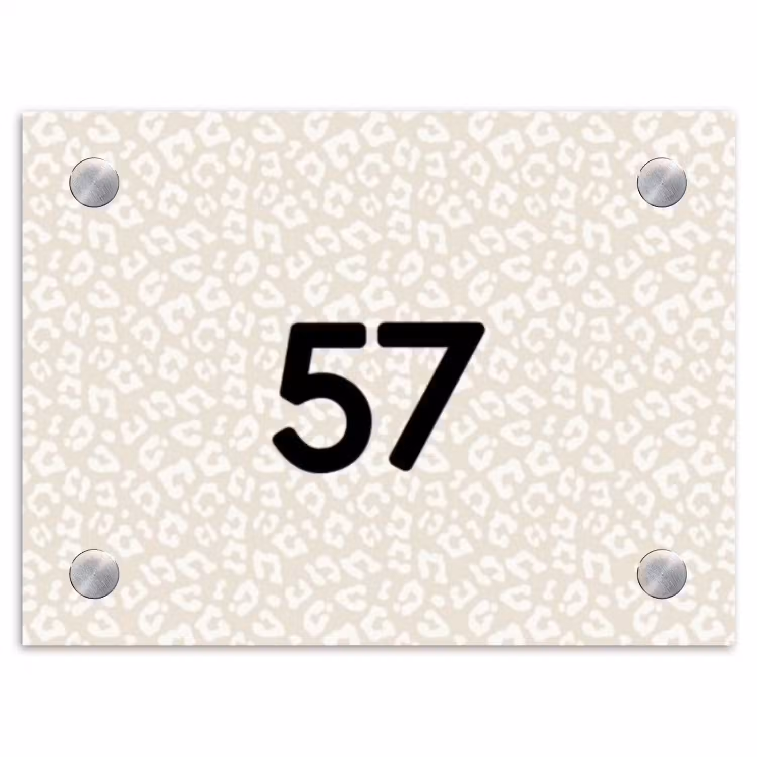 Beige panterprint - Traditioneel Naambord Rechthoek middel -3d