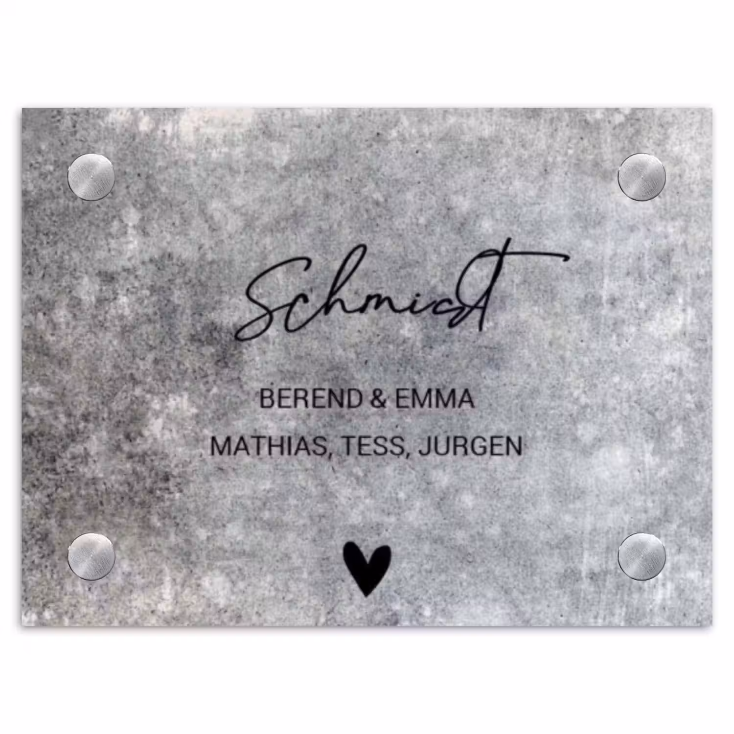 Beton - Sierlijk Naambord Rechthoek middel -3d