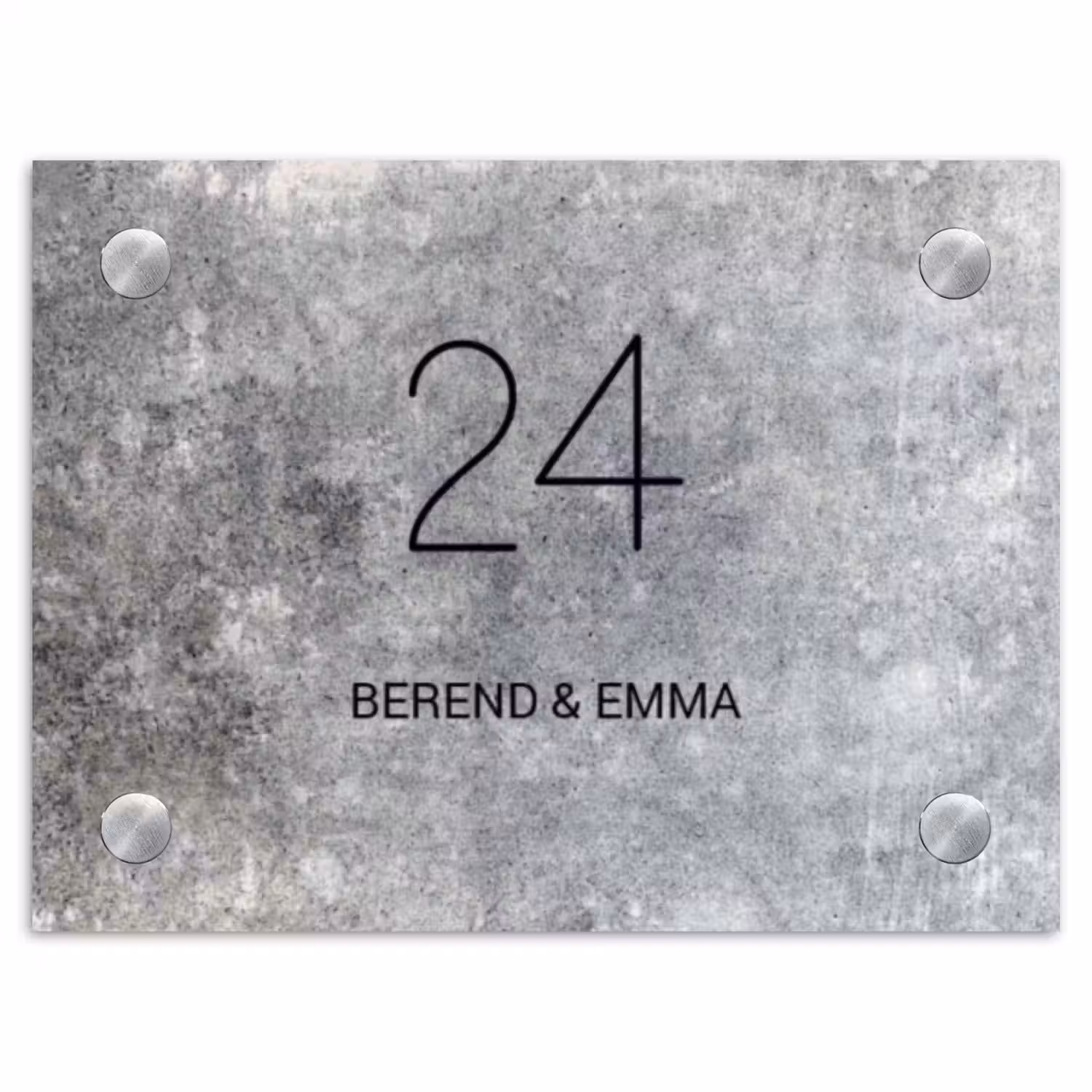 Beton - Klassiek Naambord Rechthoek middel -3d