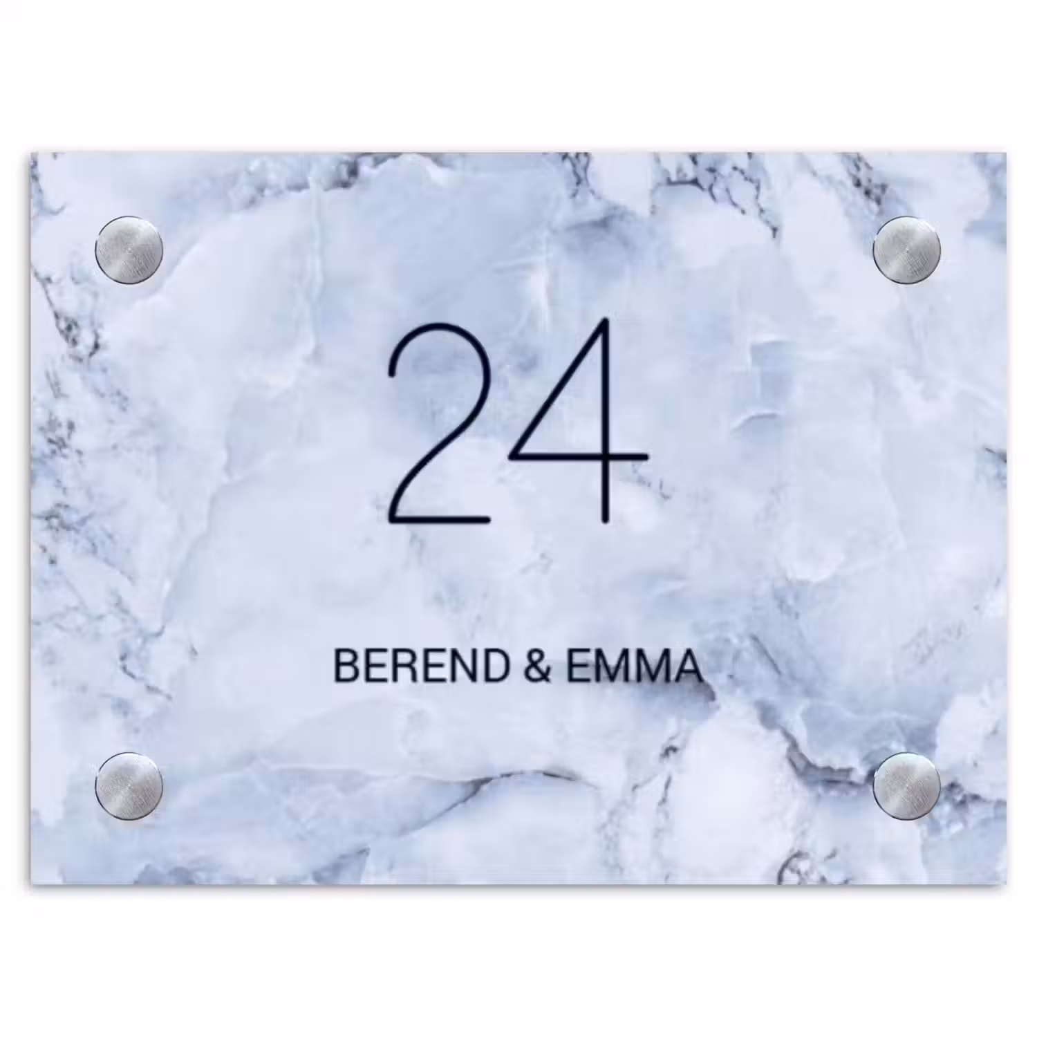 Blauw marmer - Klassiek Naambord Rechthoek middel -3d