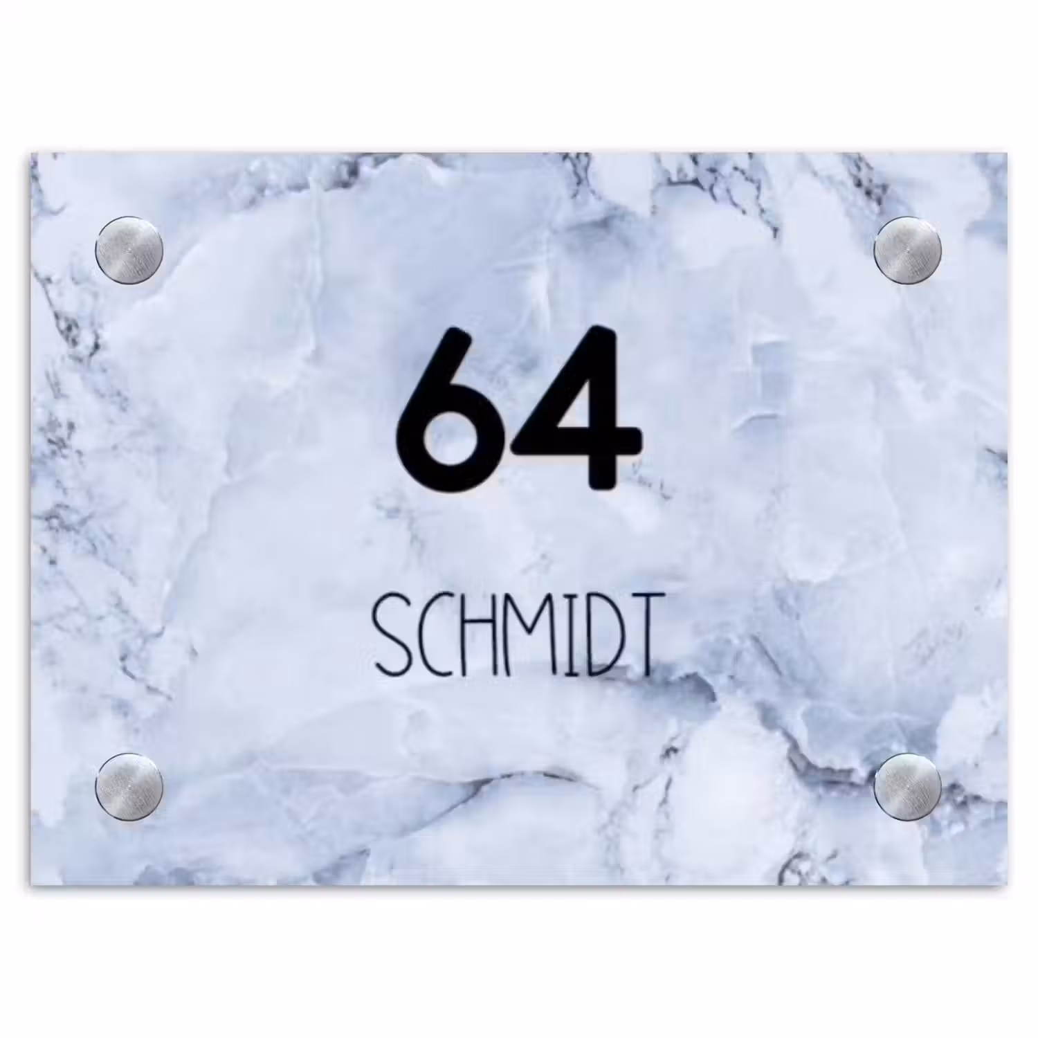 Blauw marmer - Modern Naambord Rechthoek middel -3d