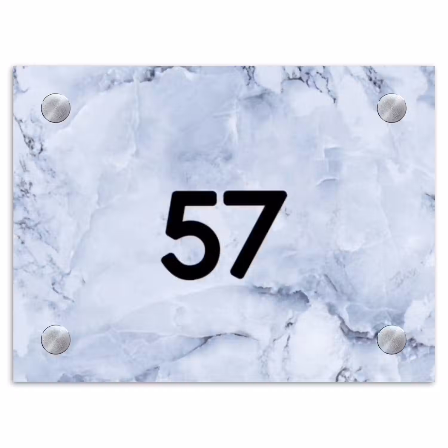 Blauw marmer - Traditioneel Naambord Rechthoek middel -3d