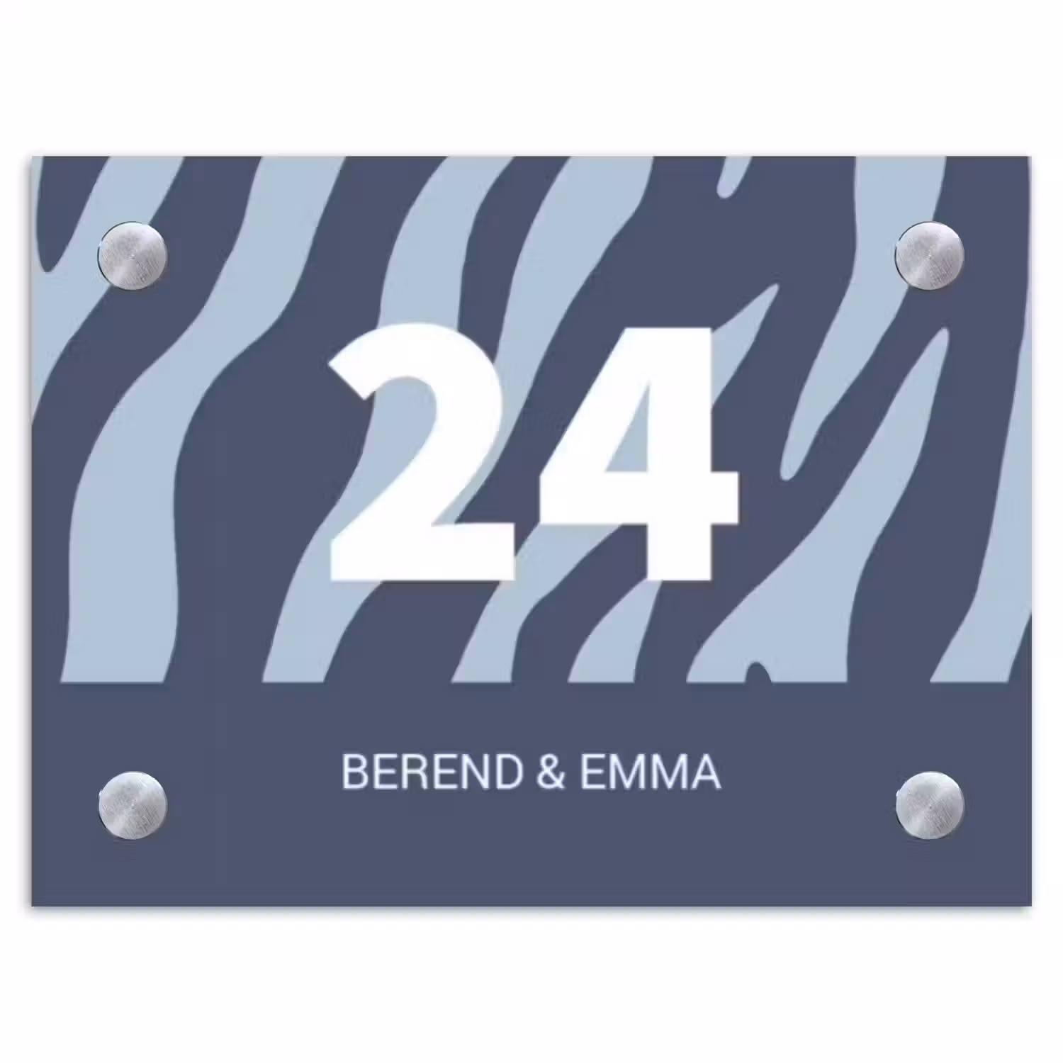 Blauw zebra - Klassiek Naambord Rechthoek middel -3d