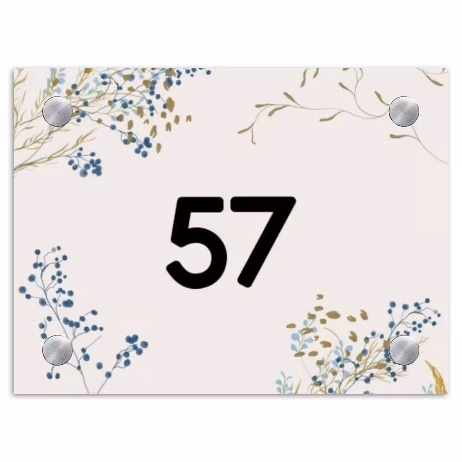 Bloemen - Beige - Traditioneel Naambord Rechthoek middel -3d