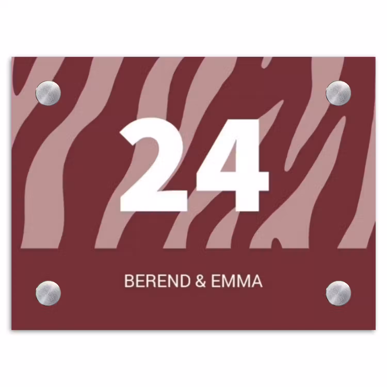 Bordeaux zebra - Klassiek Naambord Rechthoek middel -3d