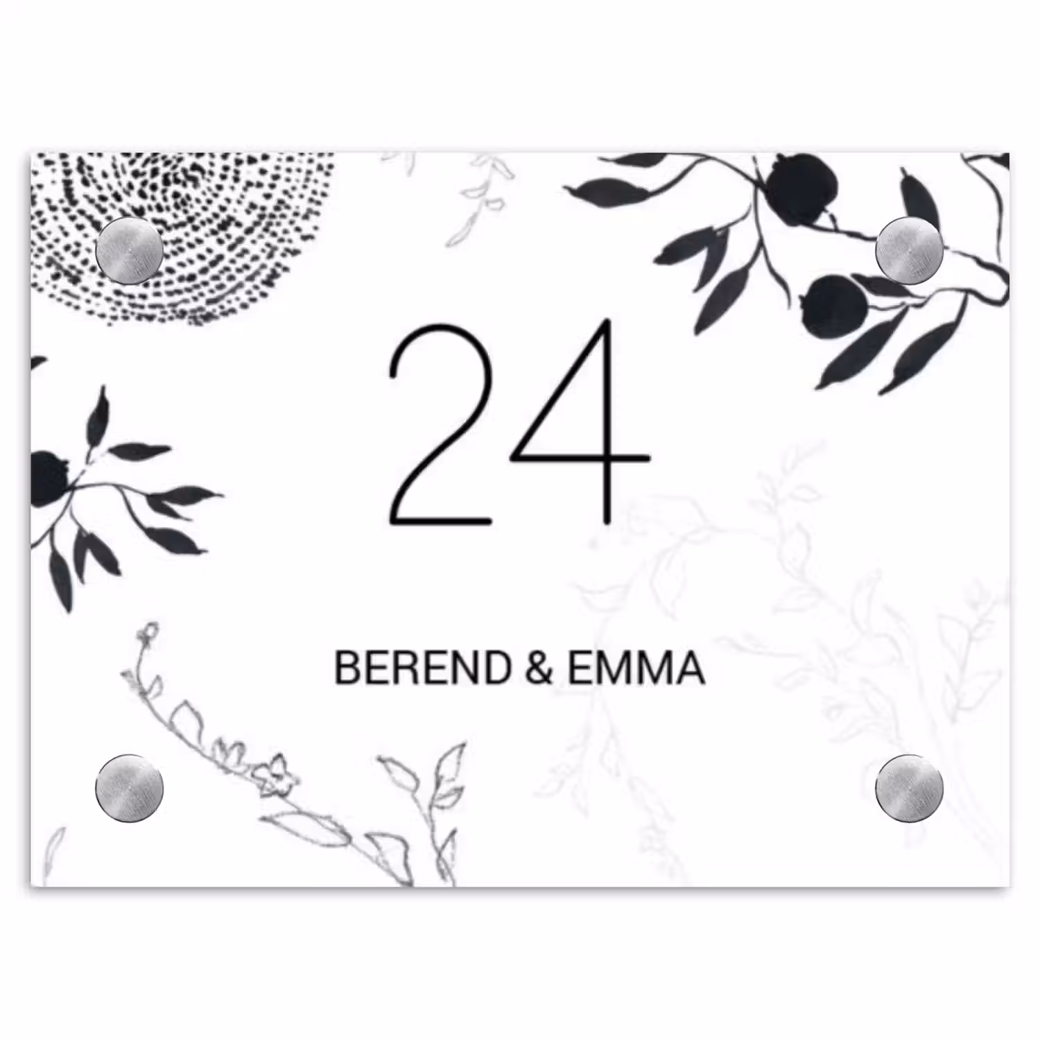 Botanisch - Klassiek Naambord Rechthoek middel -3d