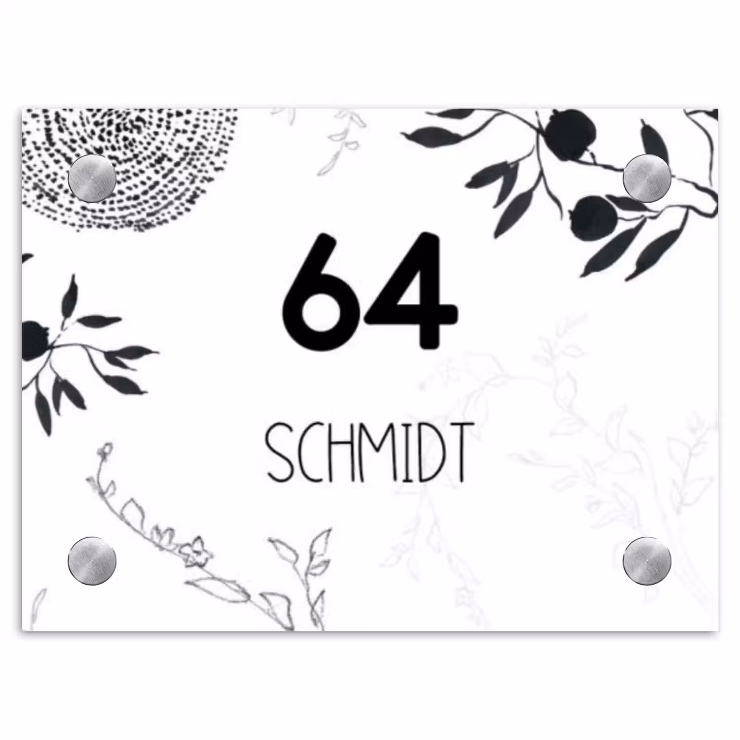 Botanisch - Modern Naambord Rechthoek middel -3d