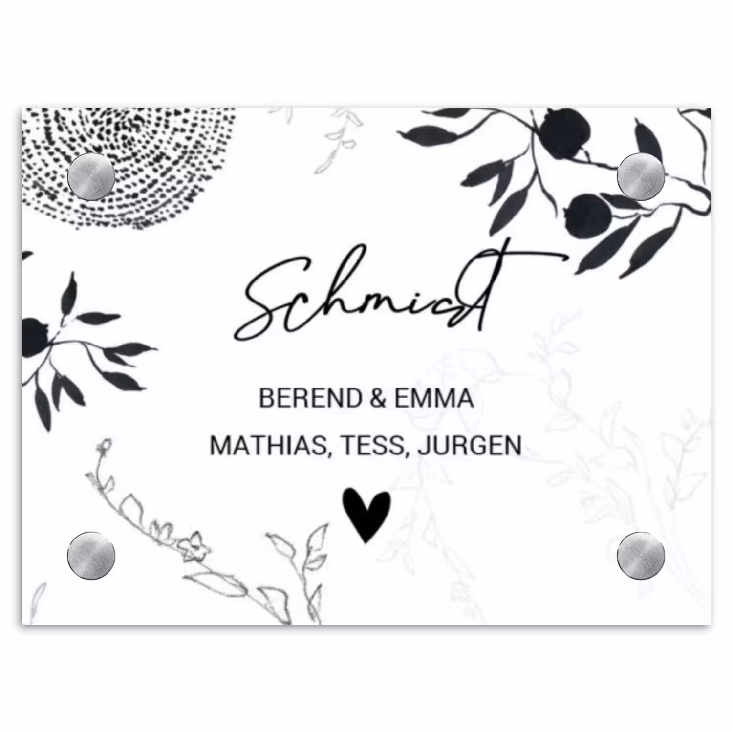 Botanisch - Sierlijk Naambord Rechthoek middel -3d
