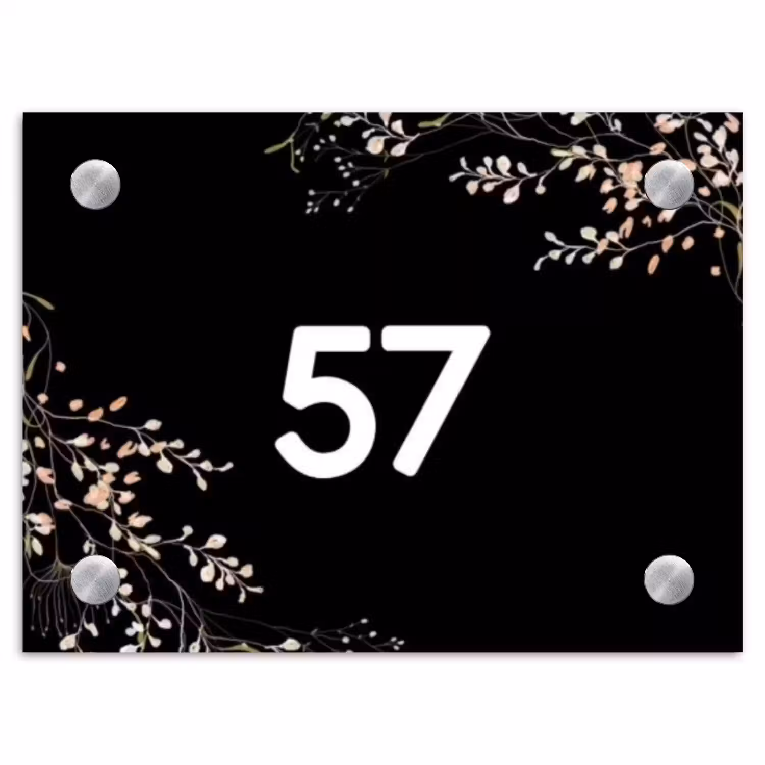 Botanisch - Zwart - Traditioneel Naambord Rechthoek middel -3d