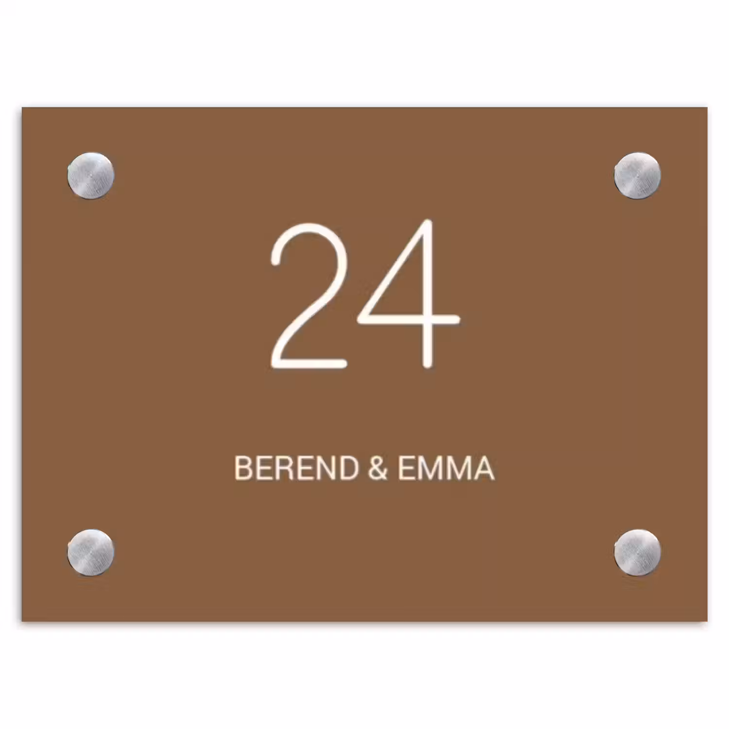Bruin - Klassiek Naambord Rechthoek middel -3d