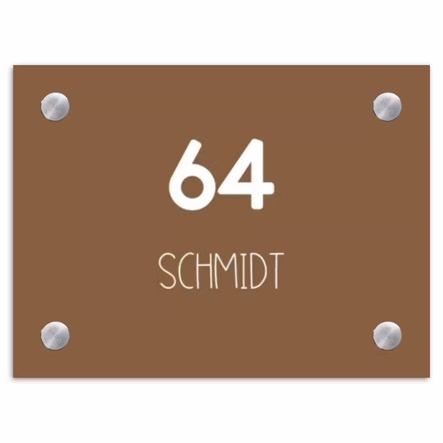Bruin - Modern Naambord Rechthoek middel -3d
